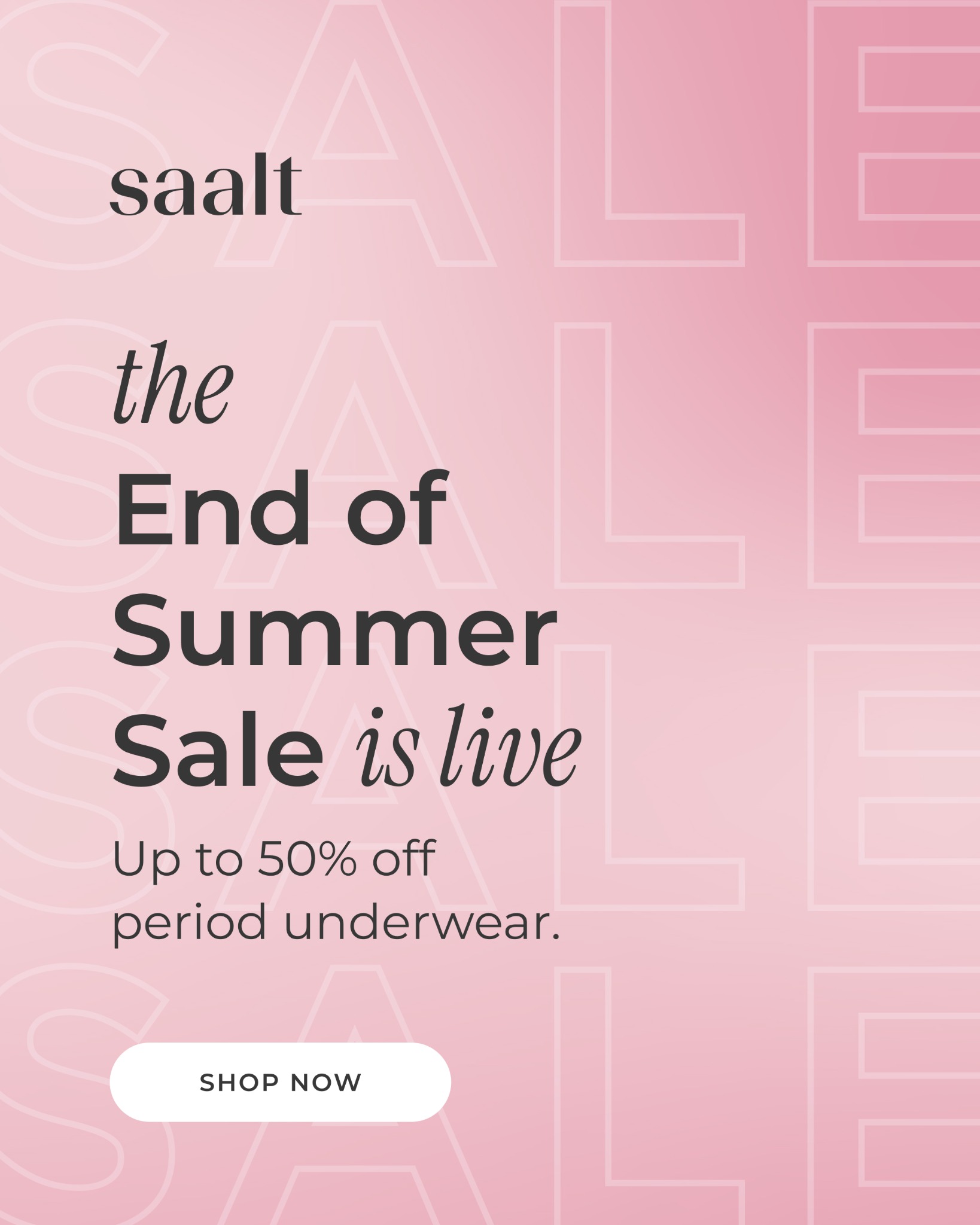 Saaltco Facebook ad: The End of Summer Sale is ON! Take up to 50% off select…