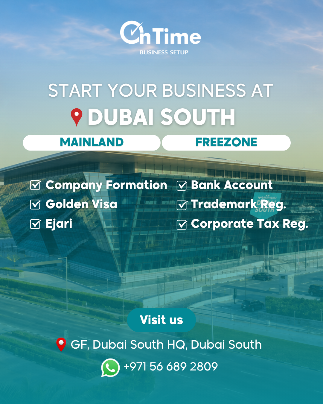 OnTime Business Setup Facebook ad from Jun 28, 2026
