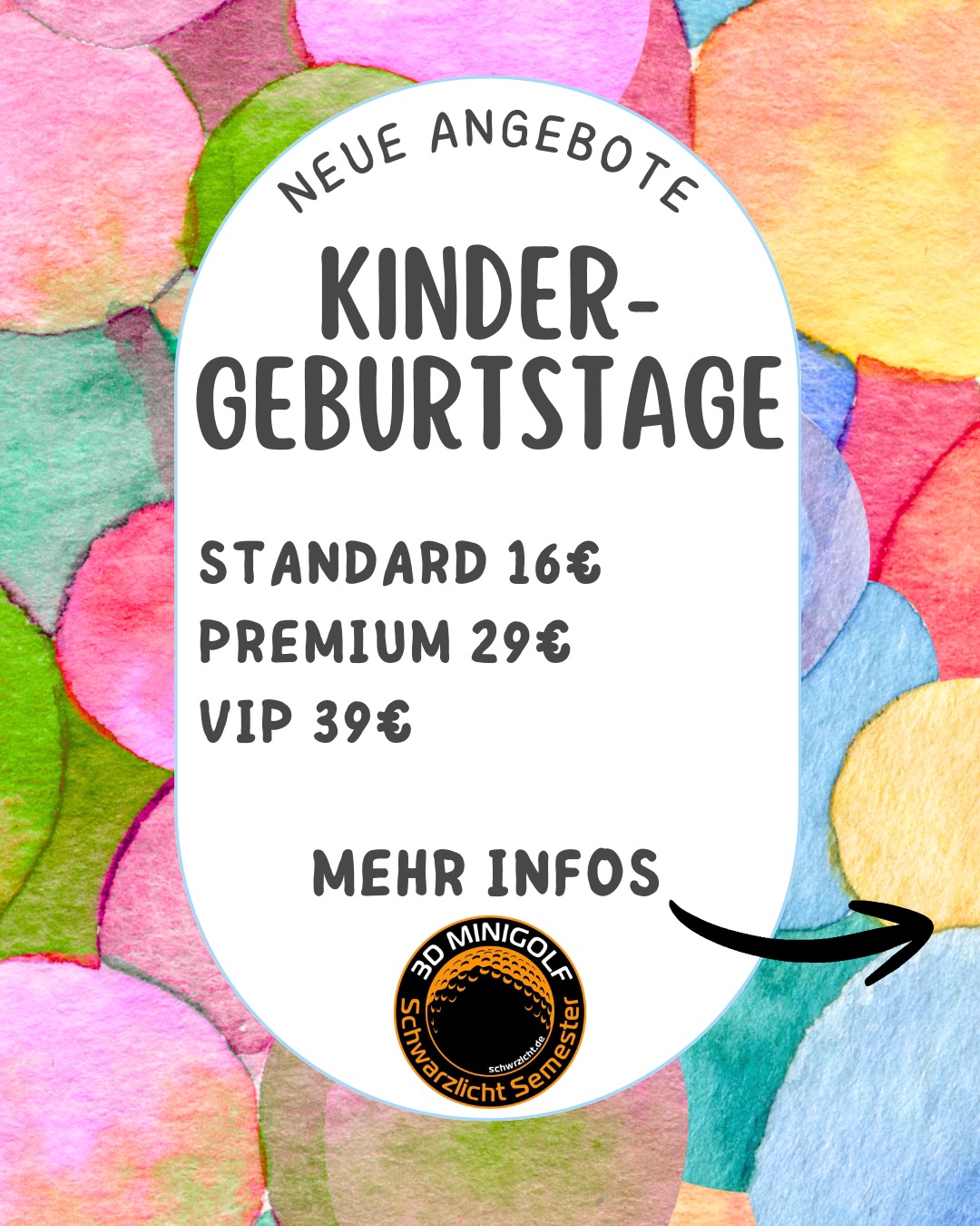 Schwarzlicht Semester 3D Minigolf Facebook ad: UPDATE!