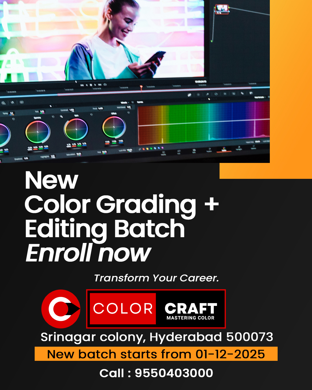 Rambabu Dhanisetty Facebook ad: New Color Grading & Editing Batch, Admissions Open!