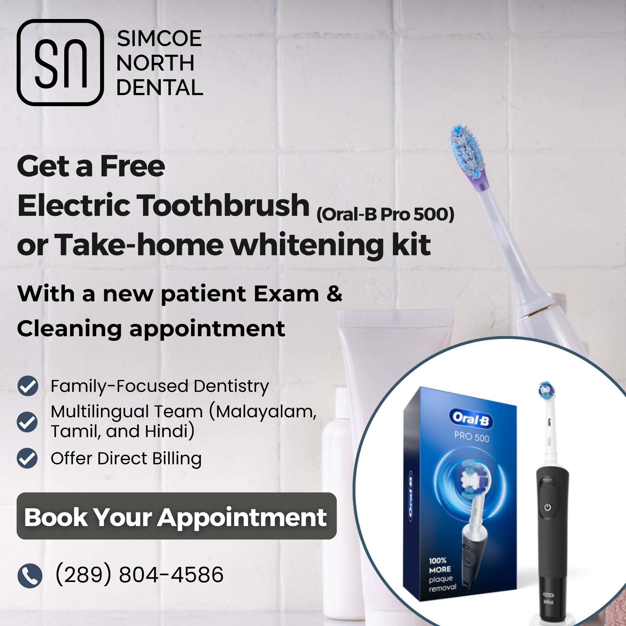 Simcoe North Dental Facebook ad: Easy Dental Care in Oshawa