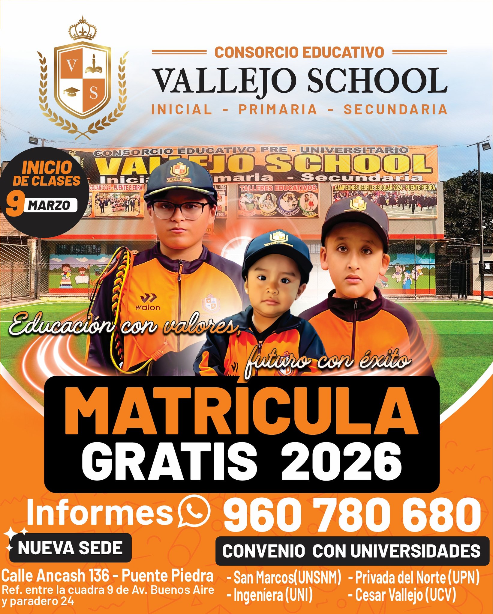 Vallejo School Facebook ad: ¡ATENCIÓN PADRES DE PUENTE PIEDRA!