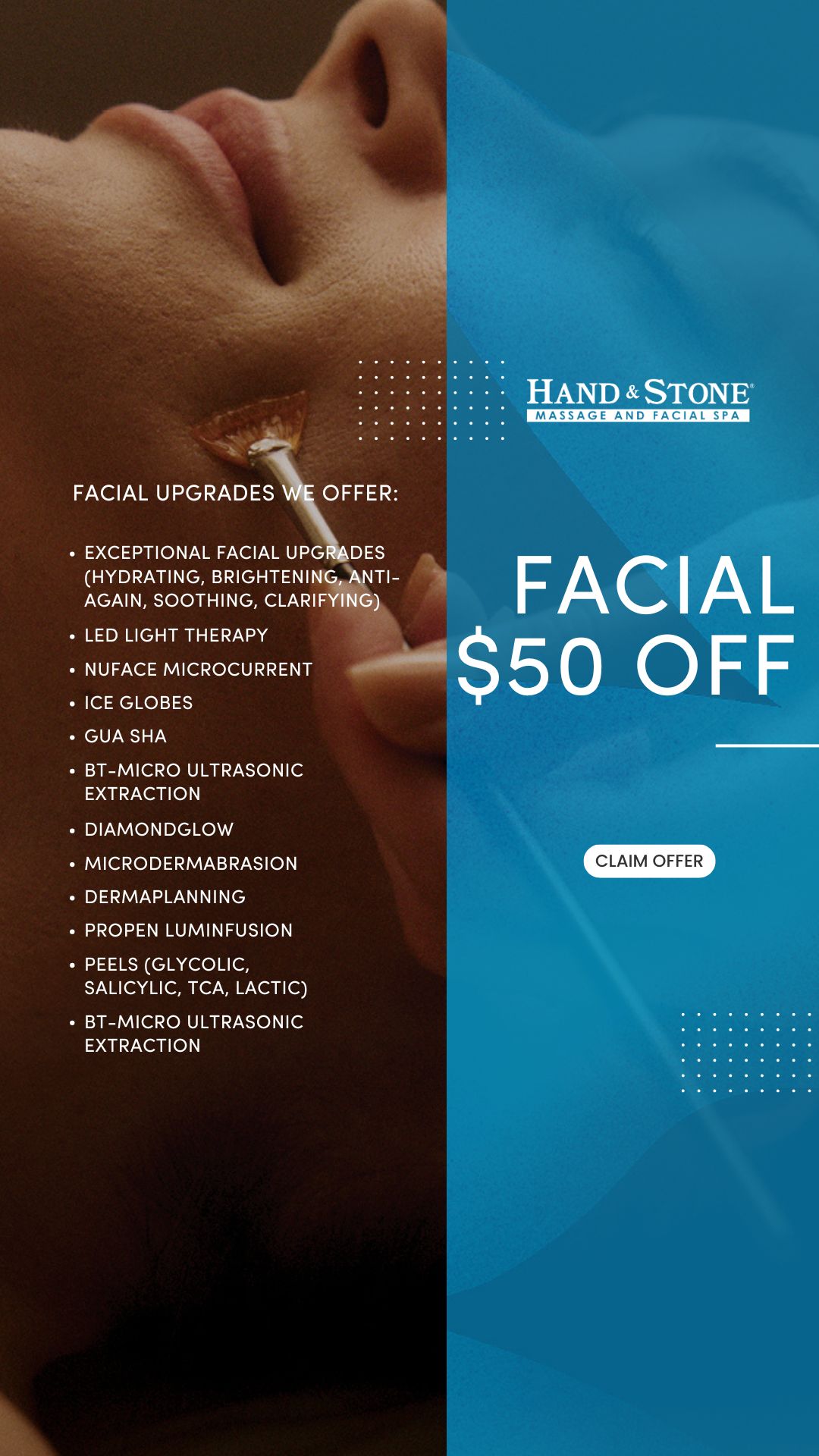 Hand & Stone Massage and Facial Spa Facebook ad from Feb 12, 2026