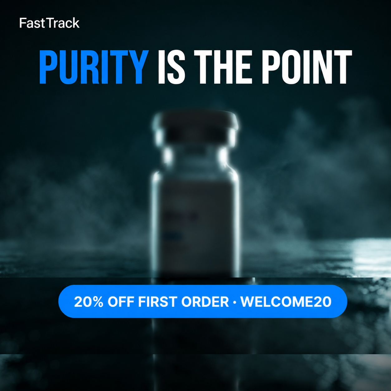 Fast Track USA Facebook ad: 99%+ Purity, COA on Every Order