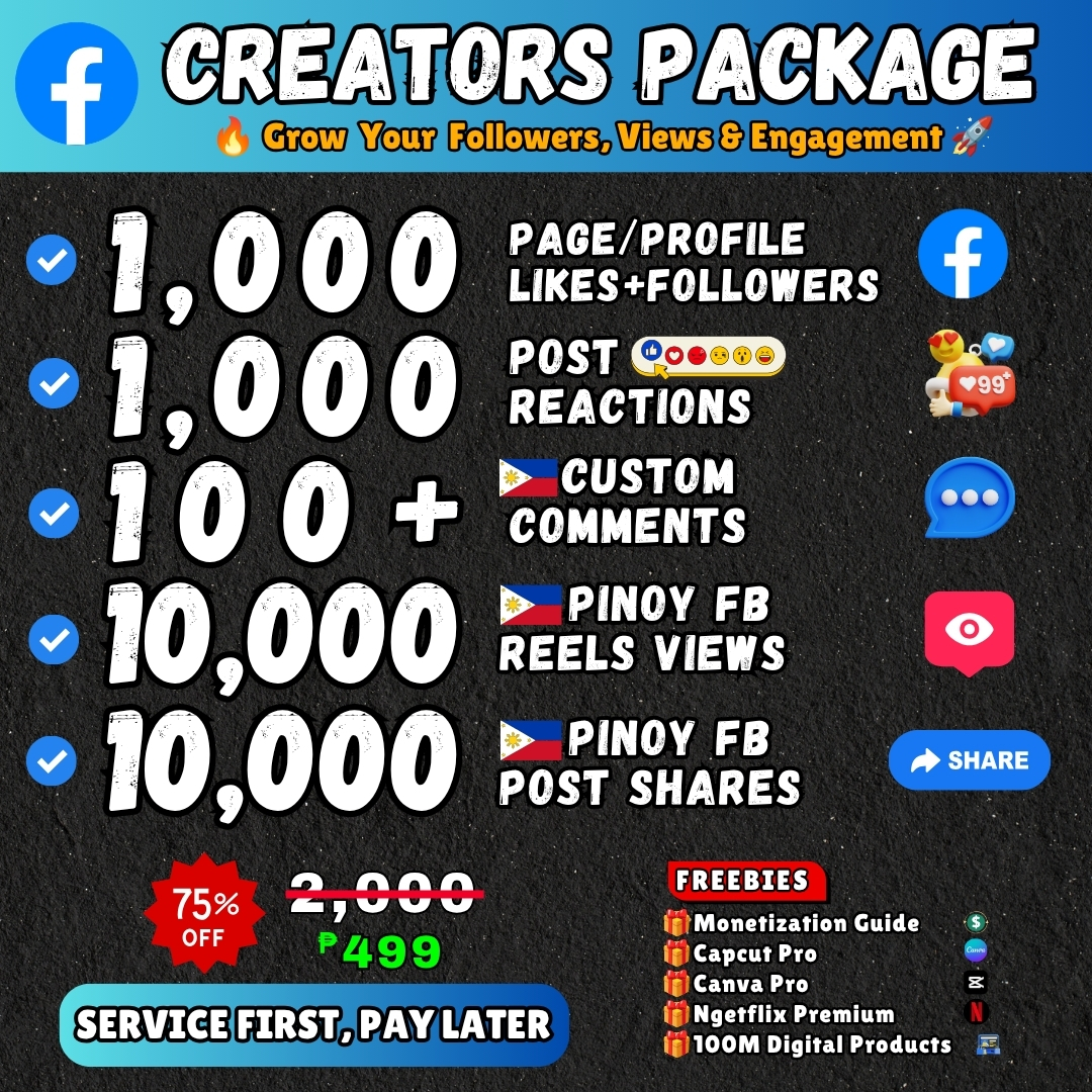 TrendBooster PH Facebook ad: Instant FB Growth (Service First, Pay Later) - Message Now
