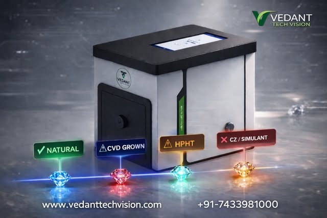 Vedant Techvision - Natural CVD HPHT CZ Diamond Detection Machines Facebook ad: CVD/HPHT & Natural diamond scanning & detection.