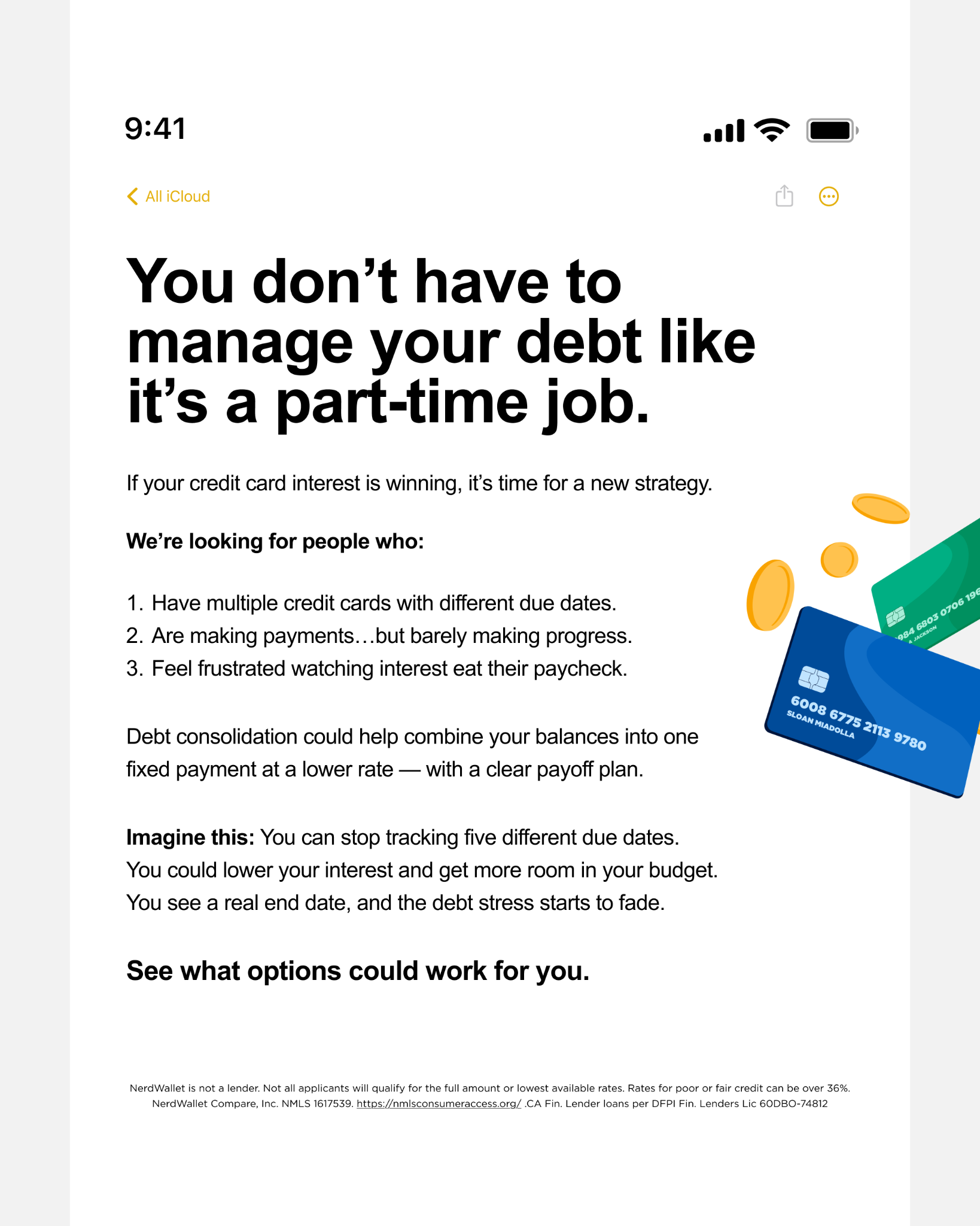 NerdWallet Facebook ad
