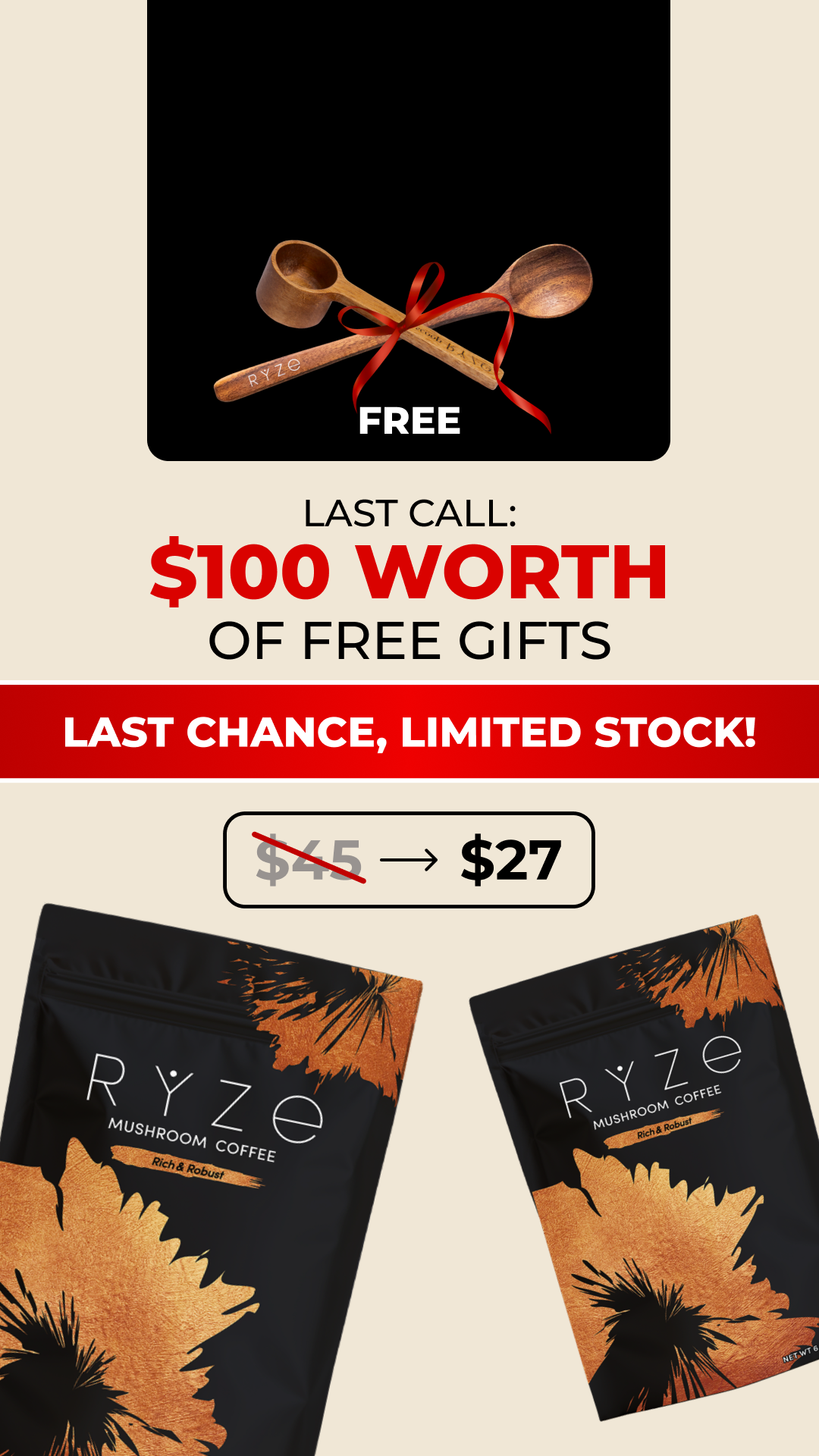 RYZE Superfoods Facebook ad