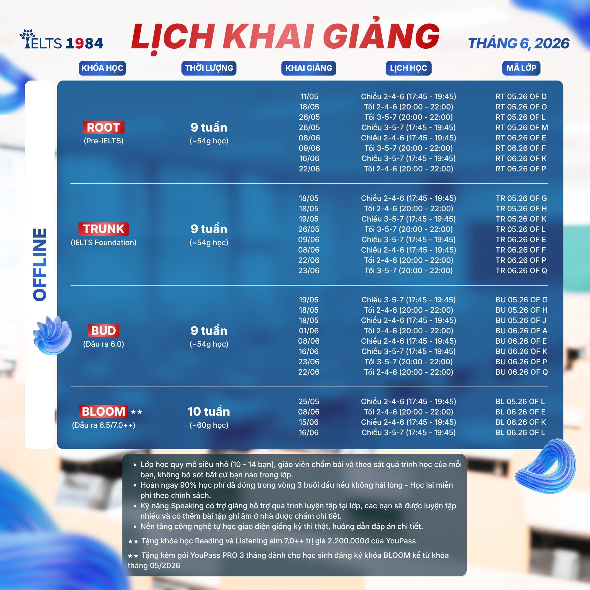 IELTS 1984 Facebook ad: IELTS 1984 - Lịch khai giảng tháng 6/2026