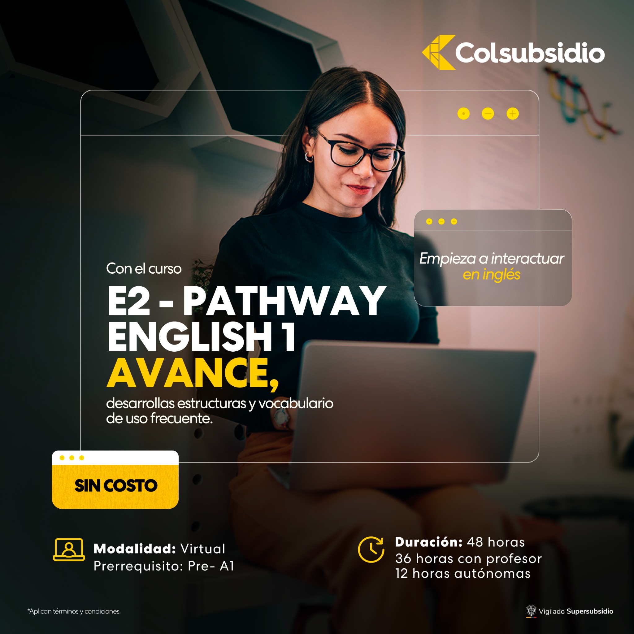 Colsubsidio Facebook ad: Interactúa en inglés