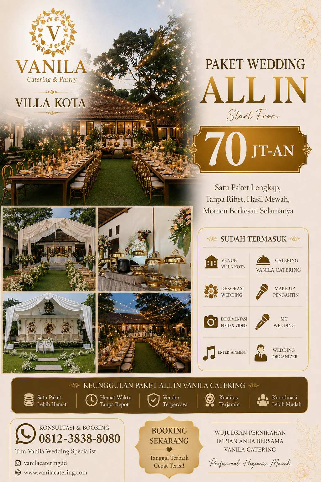 Vanila Catering Bogor Facebook ad: PAKET WEDDING ALL IN START FROM 70 JT-AN!