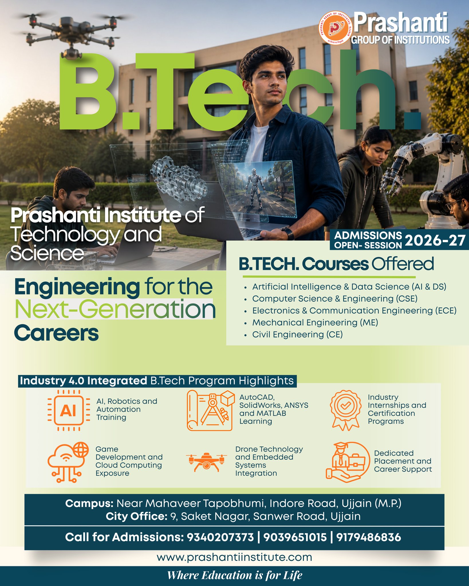 Prashanti Group of Institutes Facebook ad: Admissions Open, Apply Now!