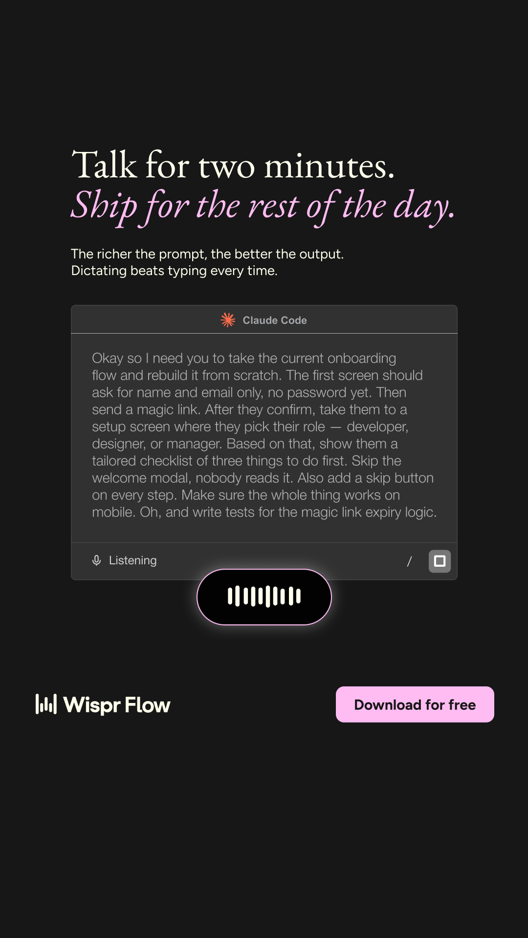 Wispr Flow Facebook ad