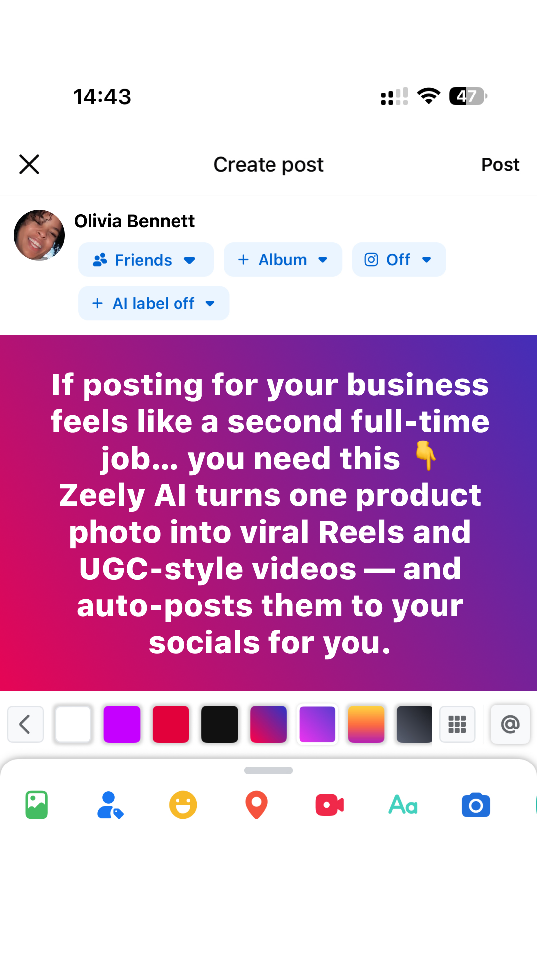Zeely Facebook ad