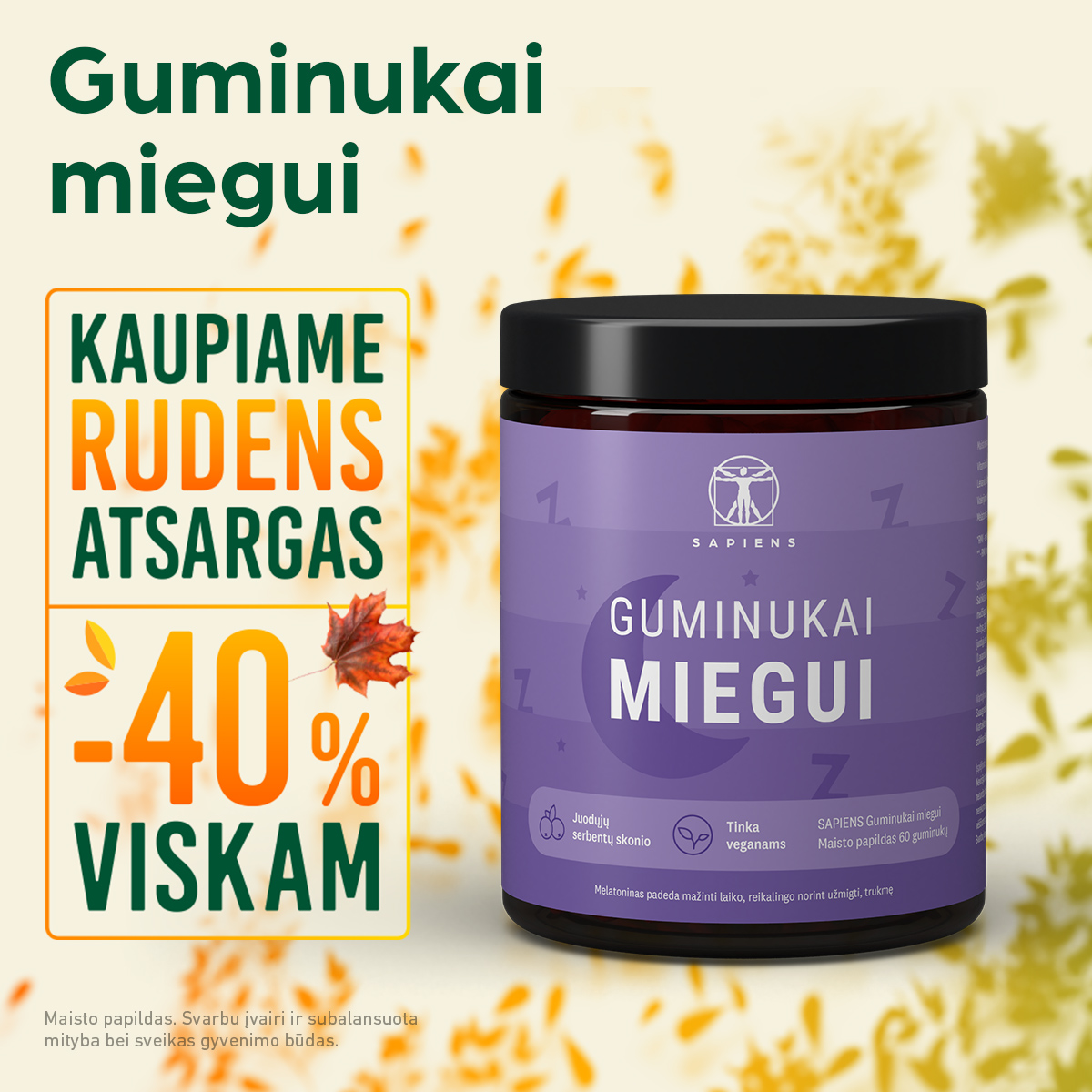 Sapiens Facebook ad: GUMINUKAI MIEGUI -40%