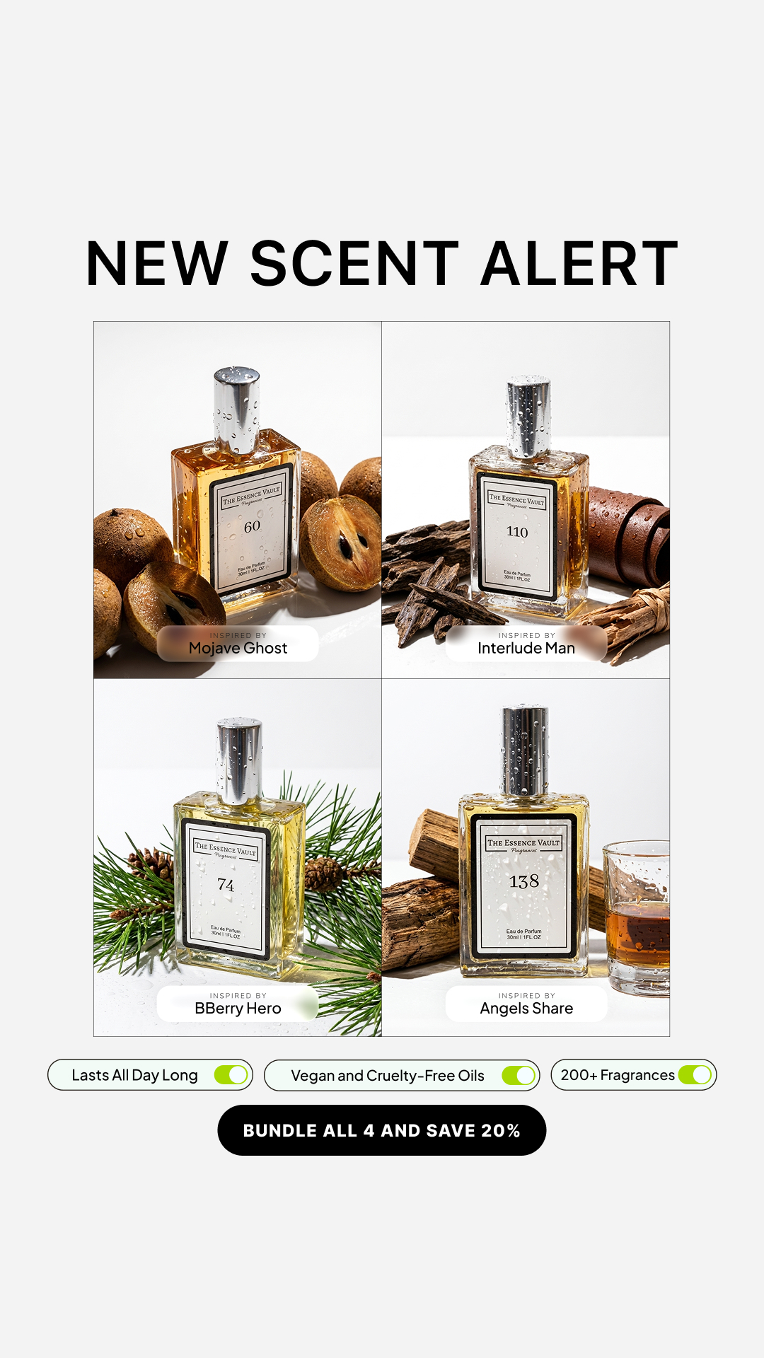 The Essence Vault Facebook ad from Mar 19, 2026
