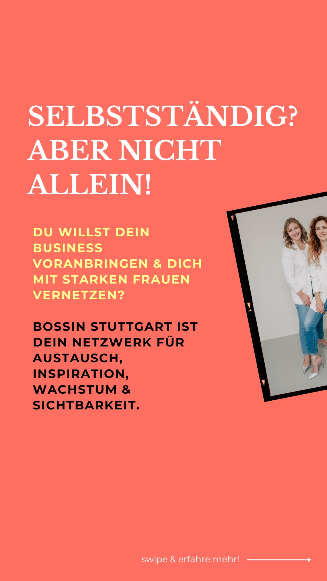 Bossin Stuttgart Facebook ad: Allein selbstständig? Muss nicht sein.