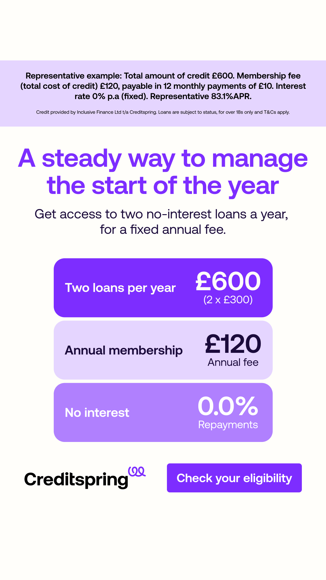 Creditspring Facebook ad from Mar 25, 2026