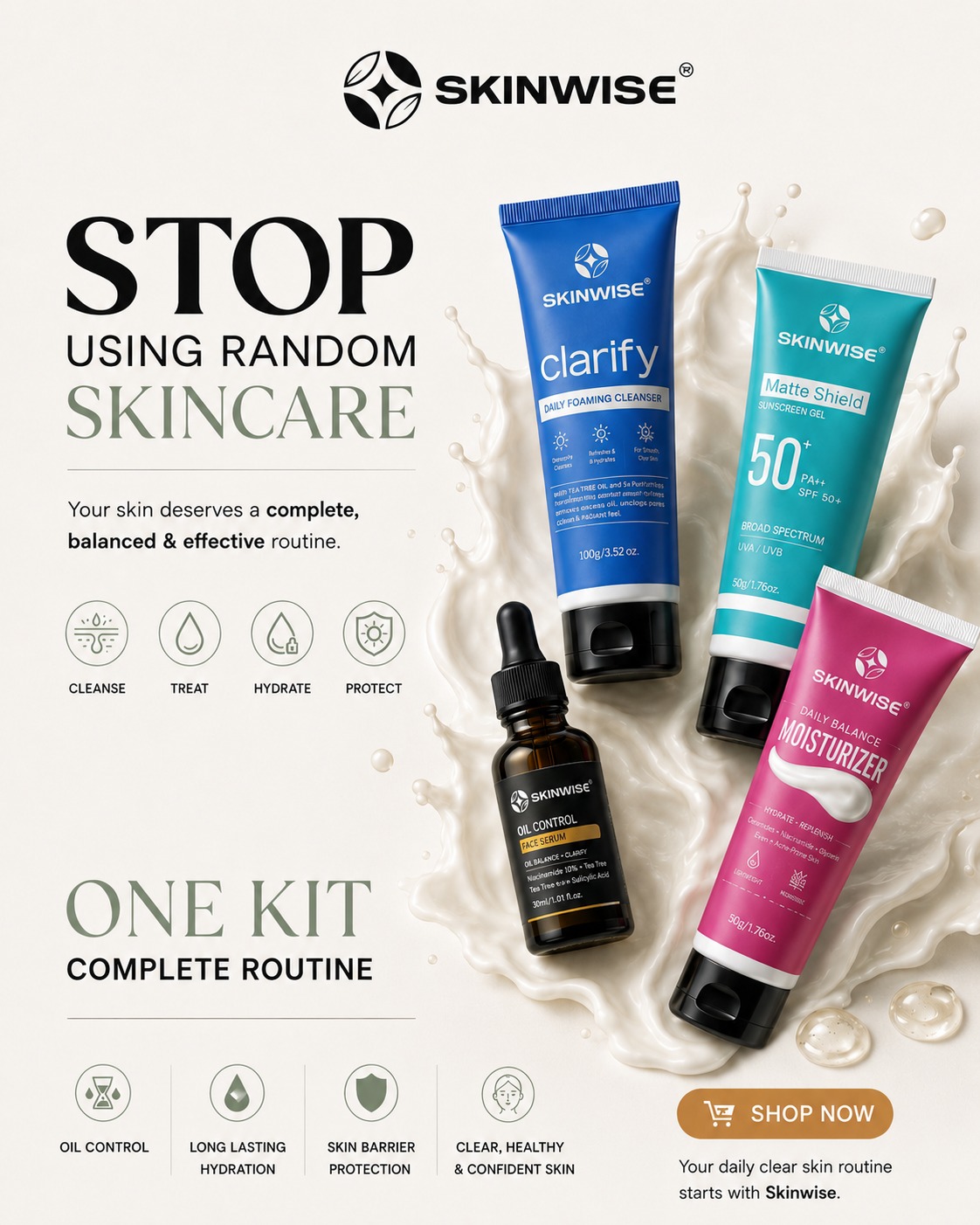 Skinwise Facebook ad: Still using random skincare products?