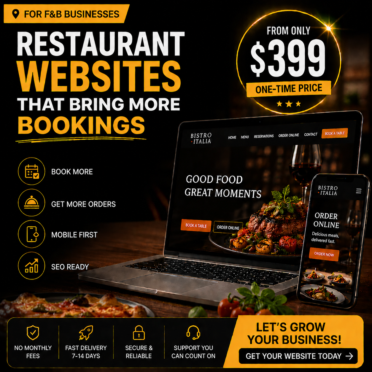 Rapidsites - Professional Websites in 5 Days. Facebook ad: Get your website today!