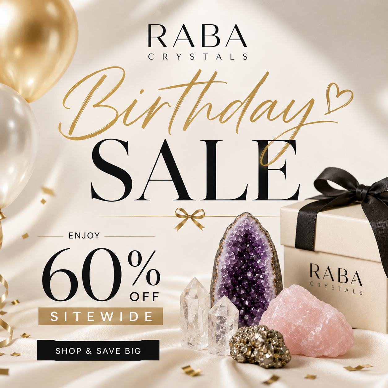 Raba Crystals Facebook ad: FREE $60 Mystery Box