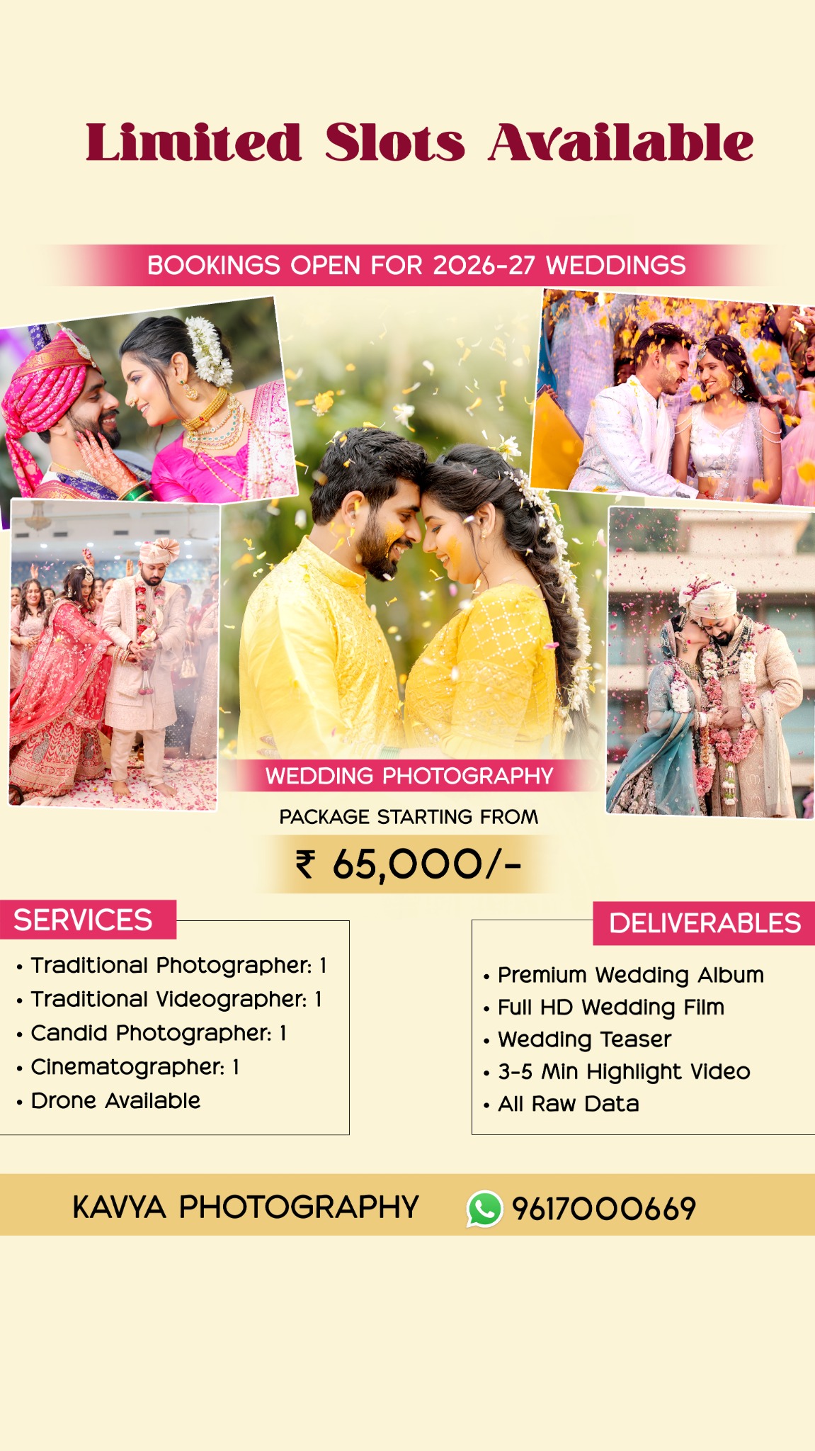 Kavya Photography Facebook ad: Get Wedding Packages & Pricing
