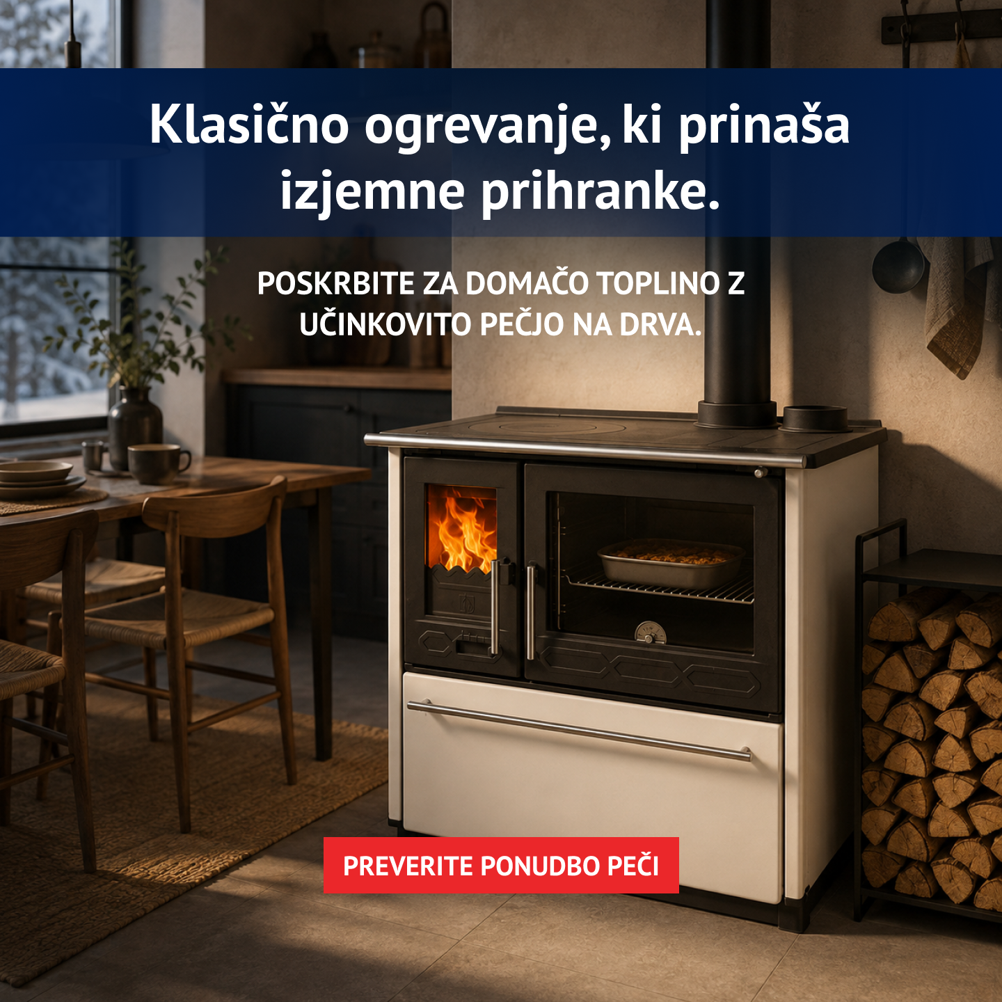 Inpos Facebook ad: Ugodni štedilniki na drva