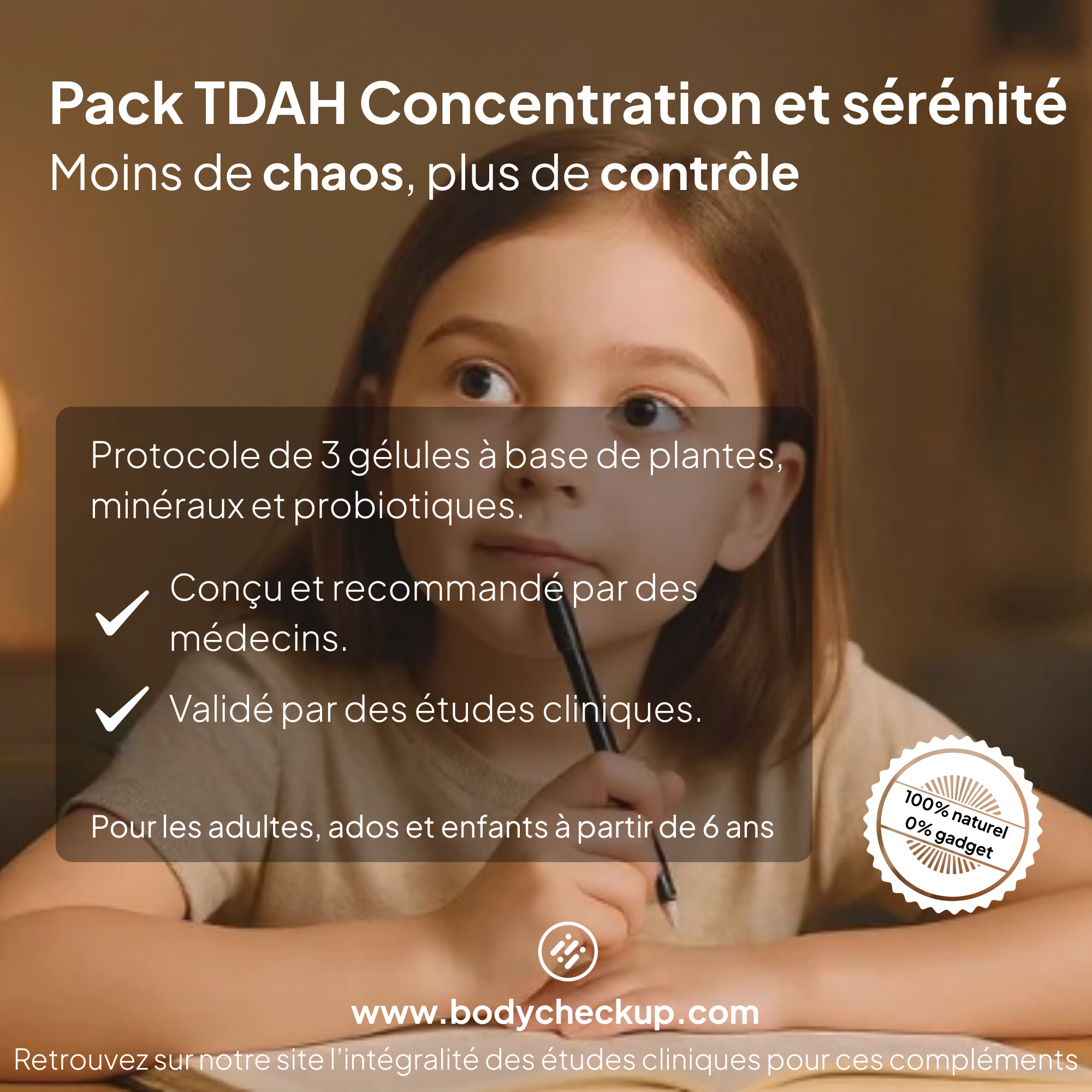 Body Checkup Facebook ad: Concentration et sérénité TDAH - Ciblé sur la…
