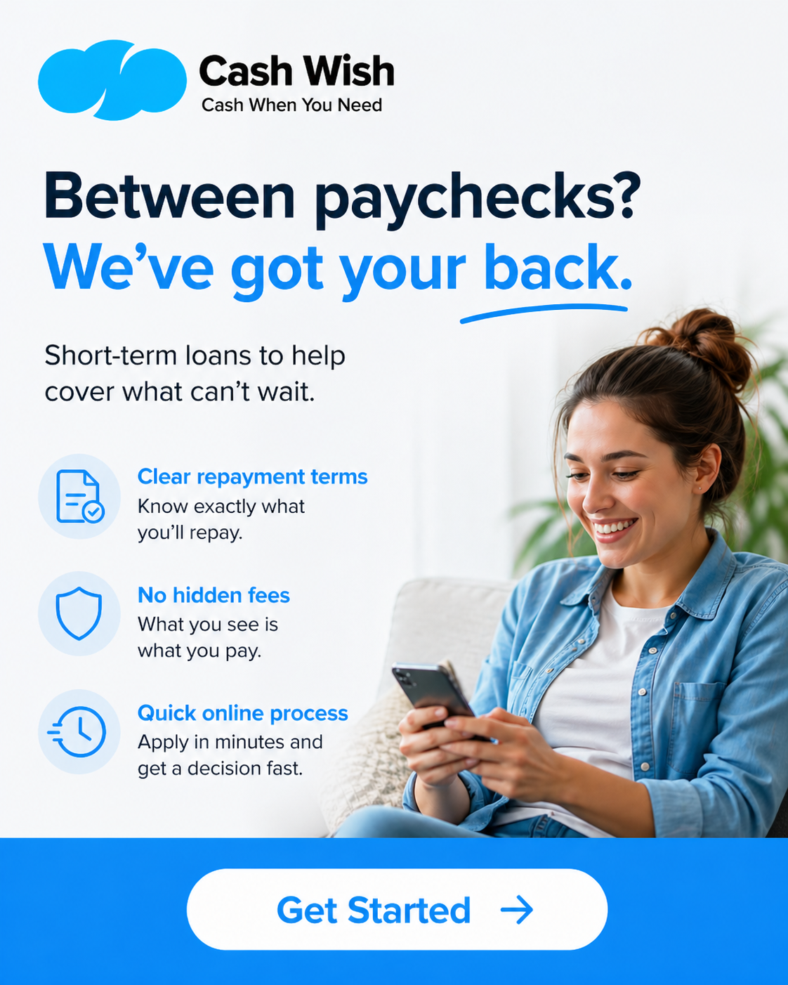 Cashwish Facebook ad: Chat in Messenger