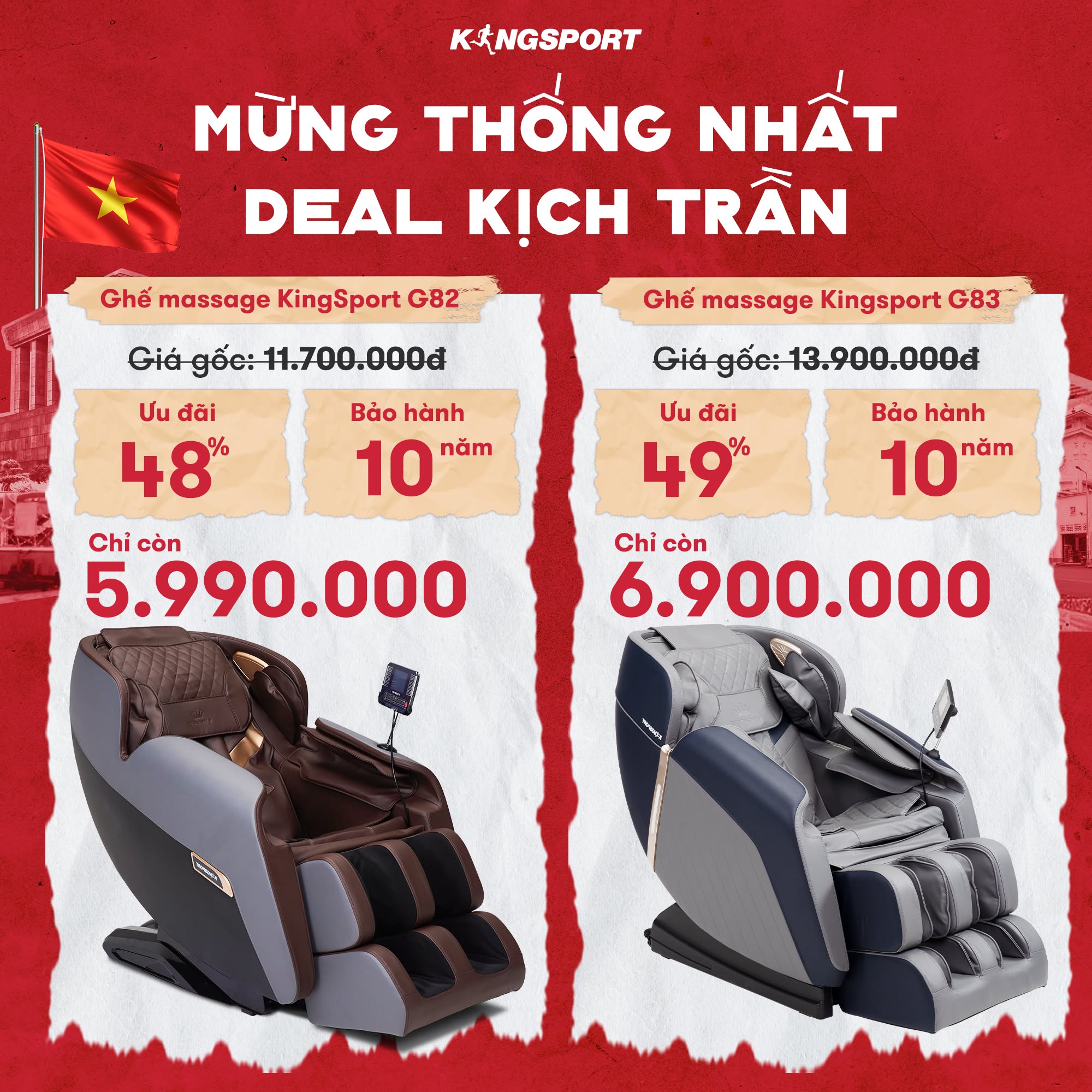 Kingsport Việt Nam Facebook ad: Sở hữu ghế massage đẳng cấp, giá chỉ bằng 1 bữa ăn sang!