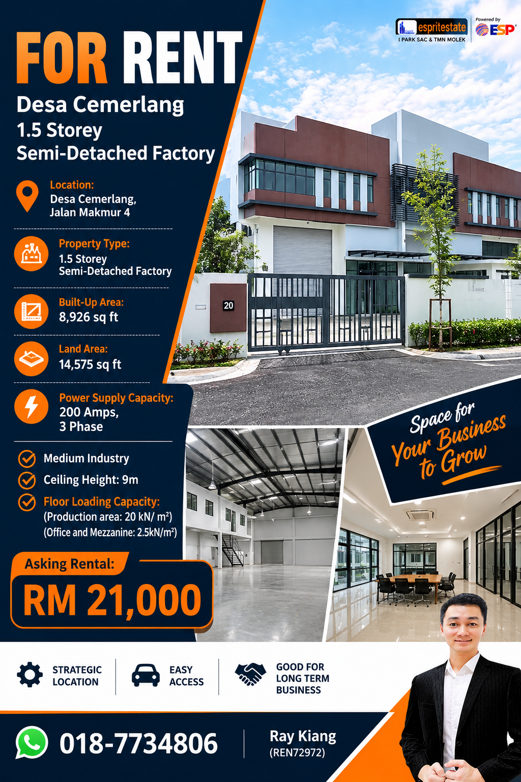 Johor Industrial Property 柔佛工业地产 - Ray Kiang Facebook ad: Eco Business Park Cluster Factory For Rent