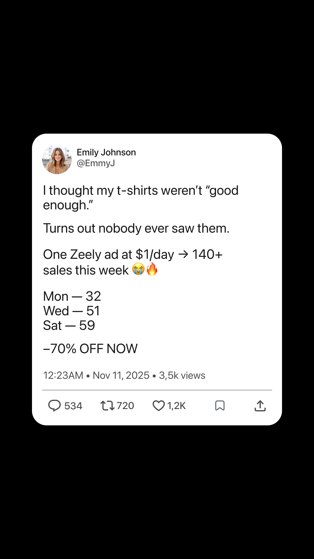 Zeely Facebook ad