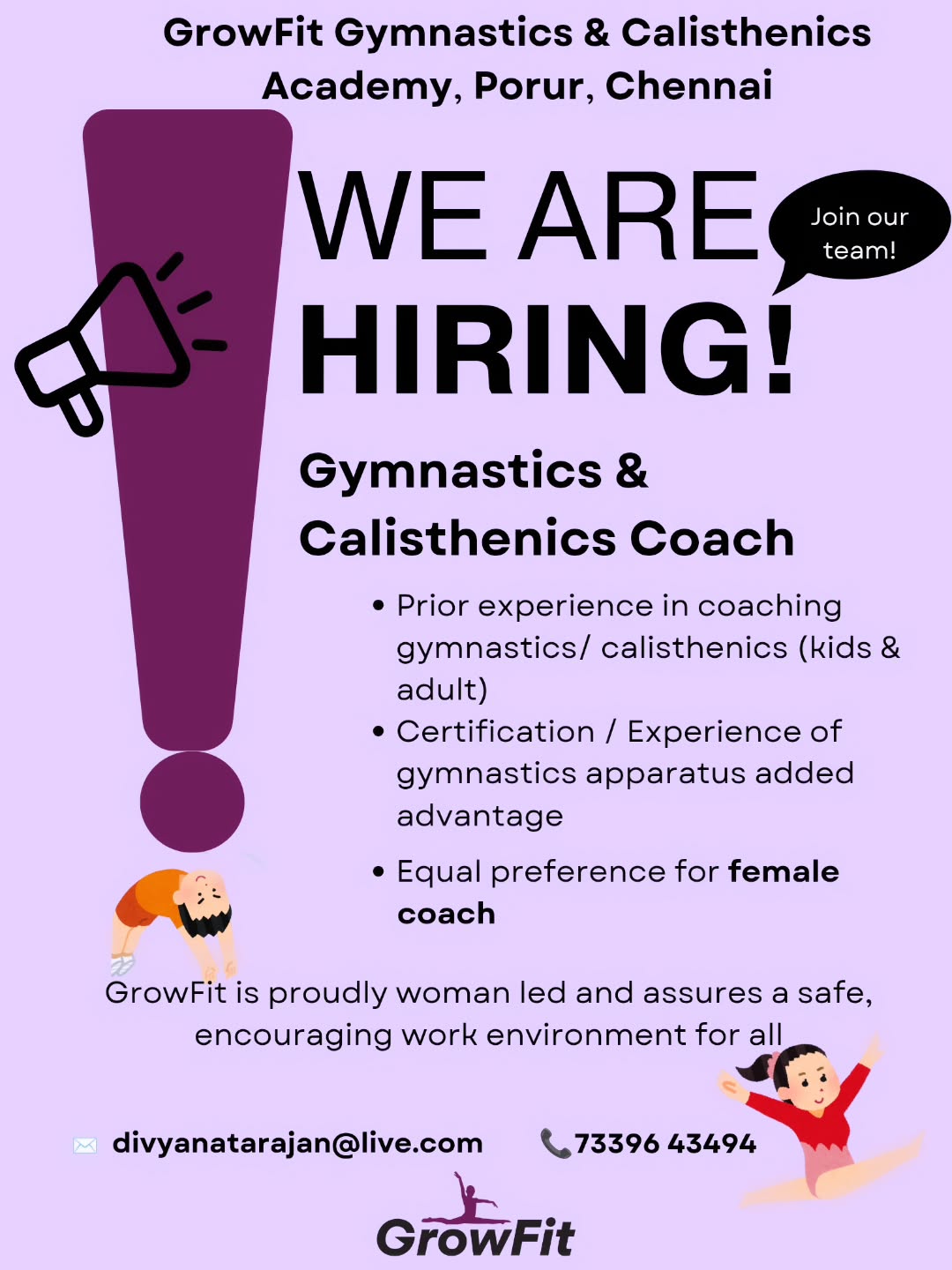 growfitgymnastics Facebook ad: Are you a gymnast or have coaching experience…