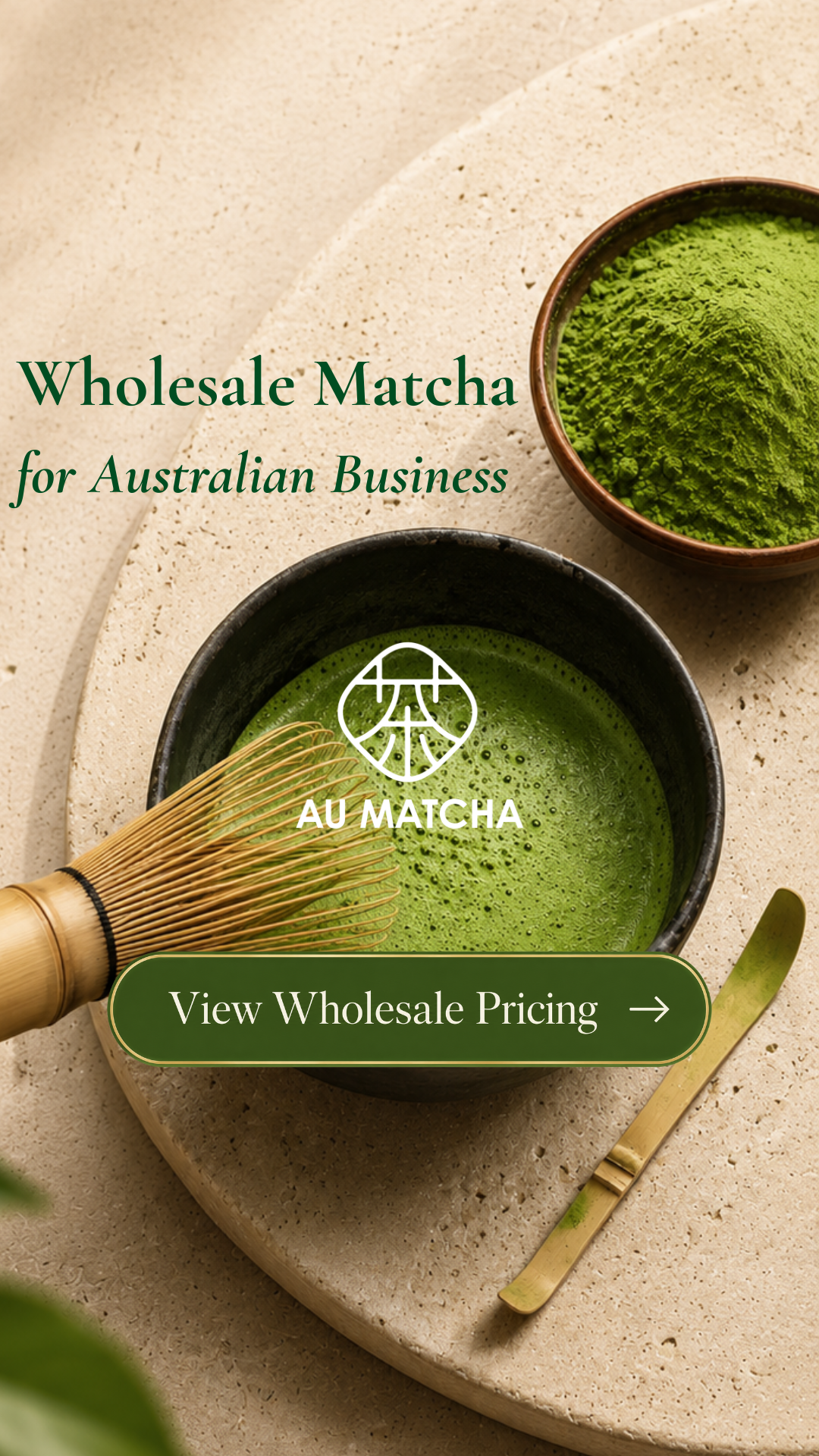 Aumatcha.com.au Facebook ad: Direct source from farmers.