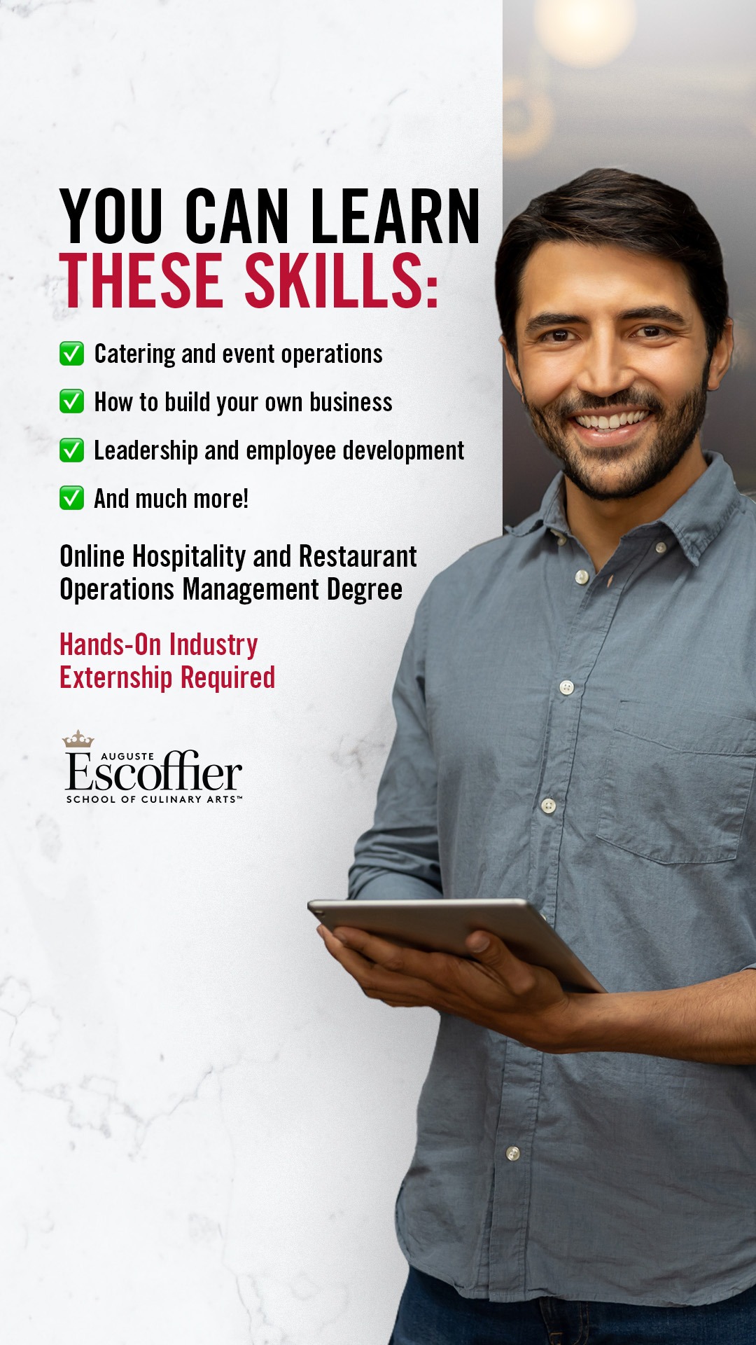 Auguste Escoffier School of Culinary Arts Facebook ad from May 29, 2026
