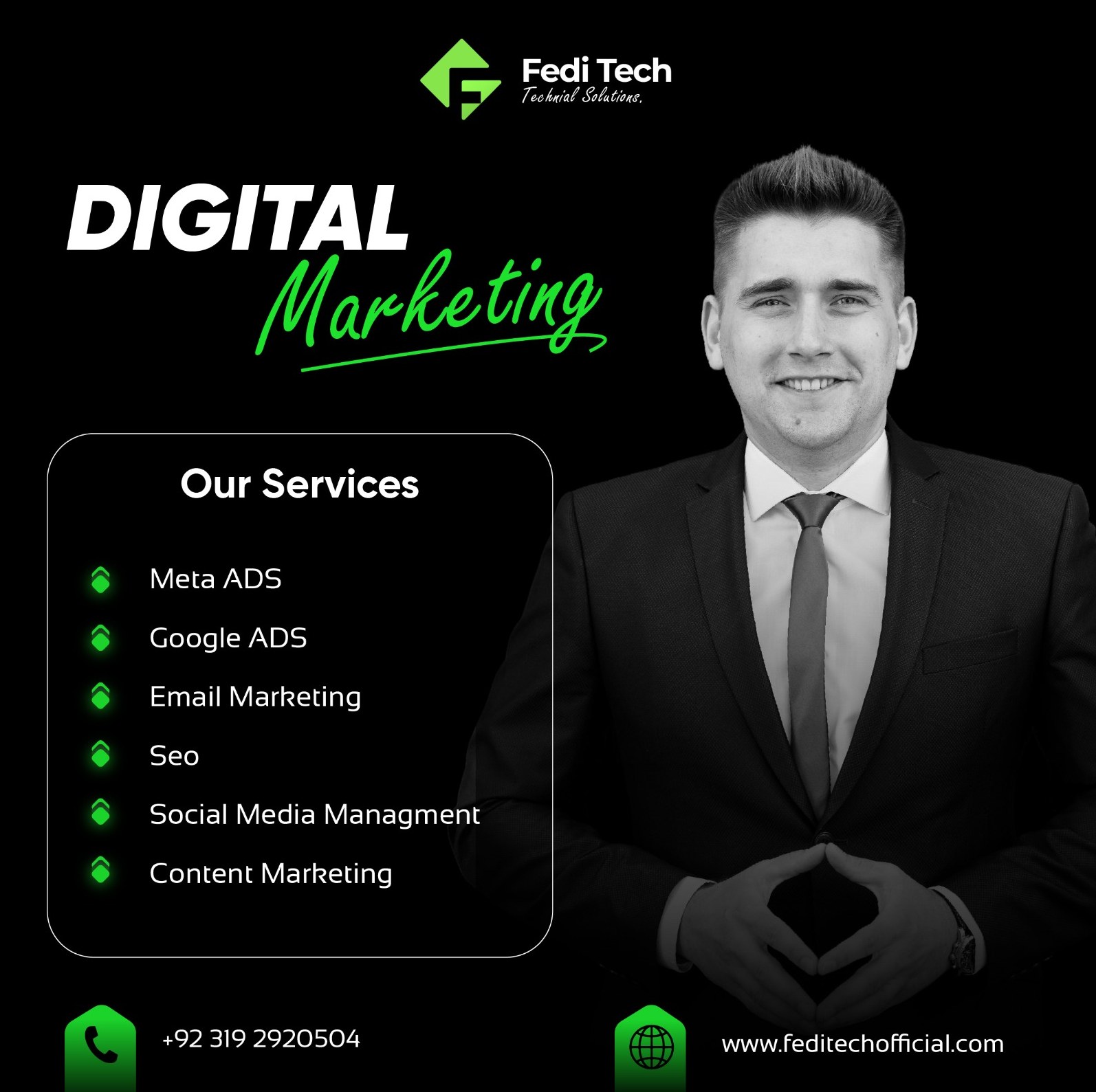 Fedi Tech Facebook ad: Scale your business with Fedi Tech, your partner…