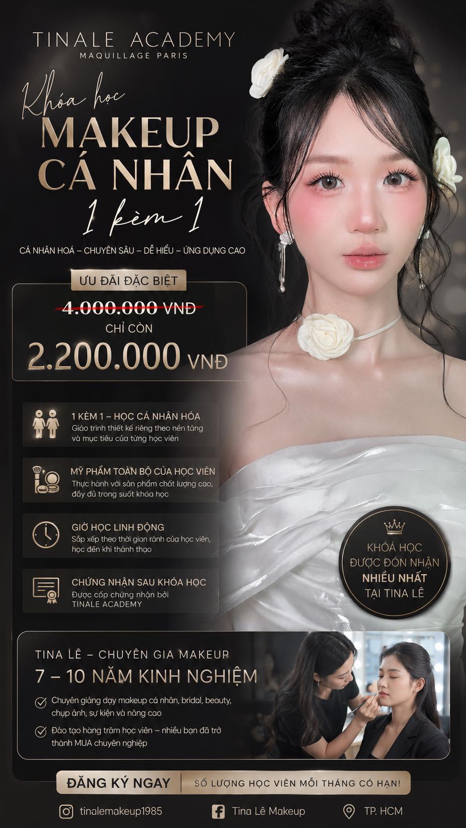TINA LÊ MAKE UP Facebook ad: HỌC MAKEUP MỘT LẦN, ĐẸP VÀ CÓ GIÁ…