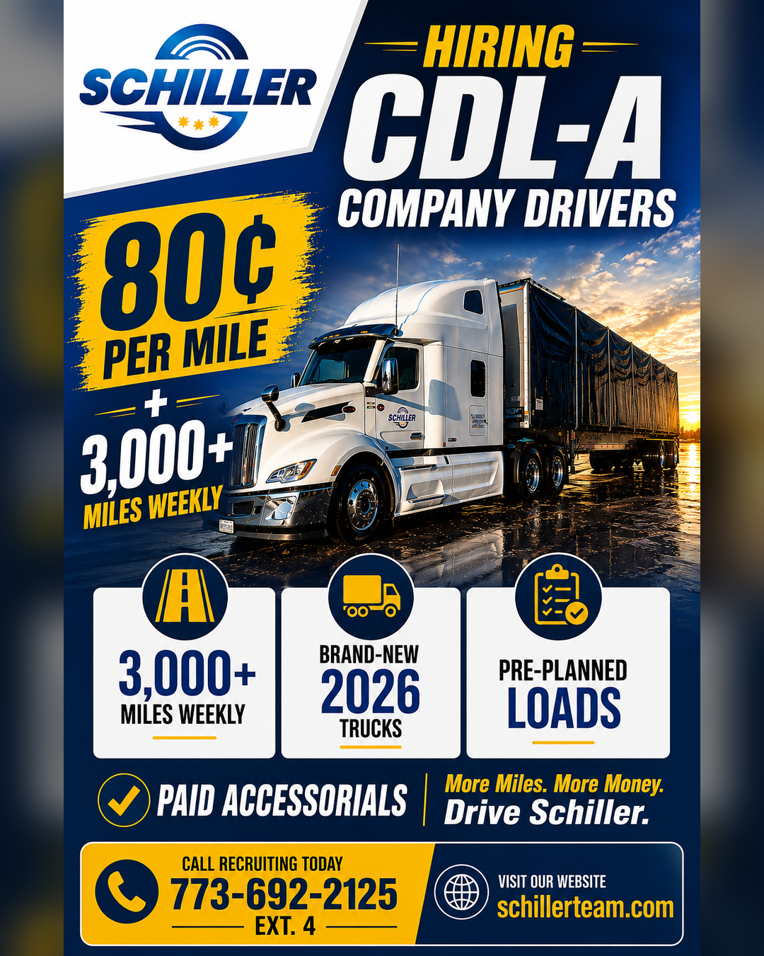 Schiller Transportation Facebook ad: Flatbed Conestoga