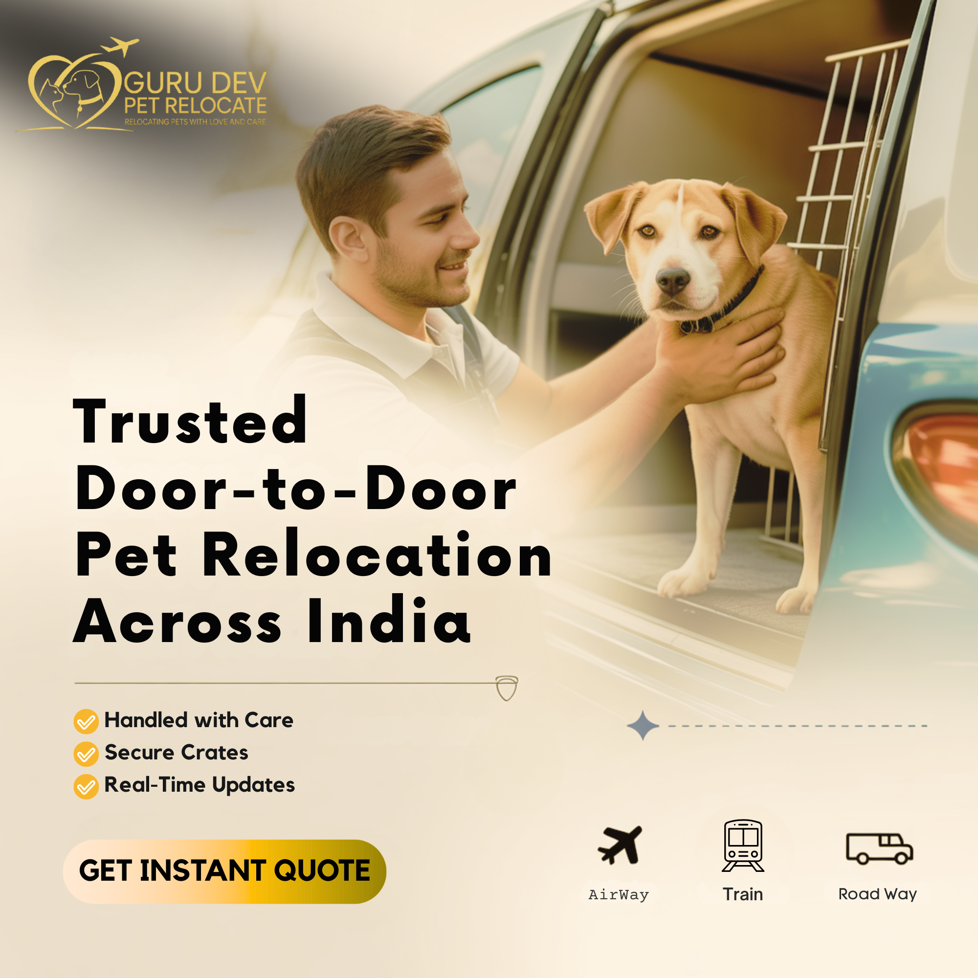 Gurudev Pet Relocate Facebook ad: Chat with us