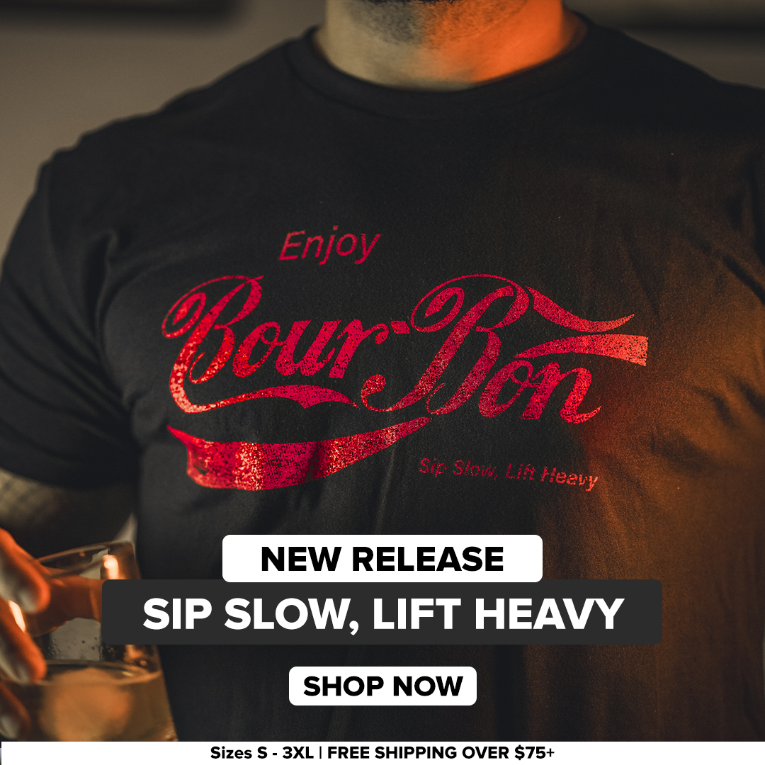 Tango Charlie Apparel Facebook ad: New Release | Bourbon: Sip Slow, Lift Heavy