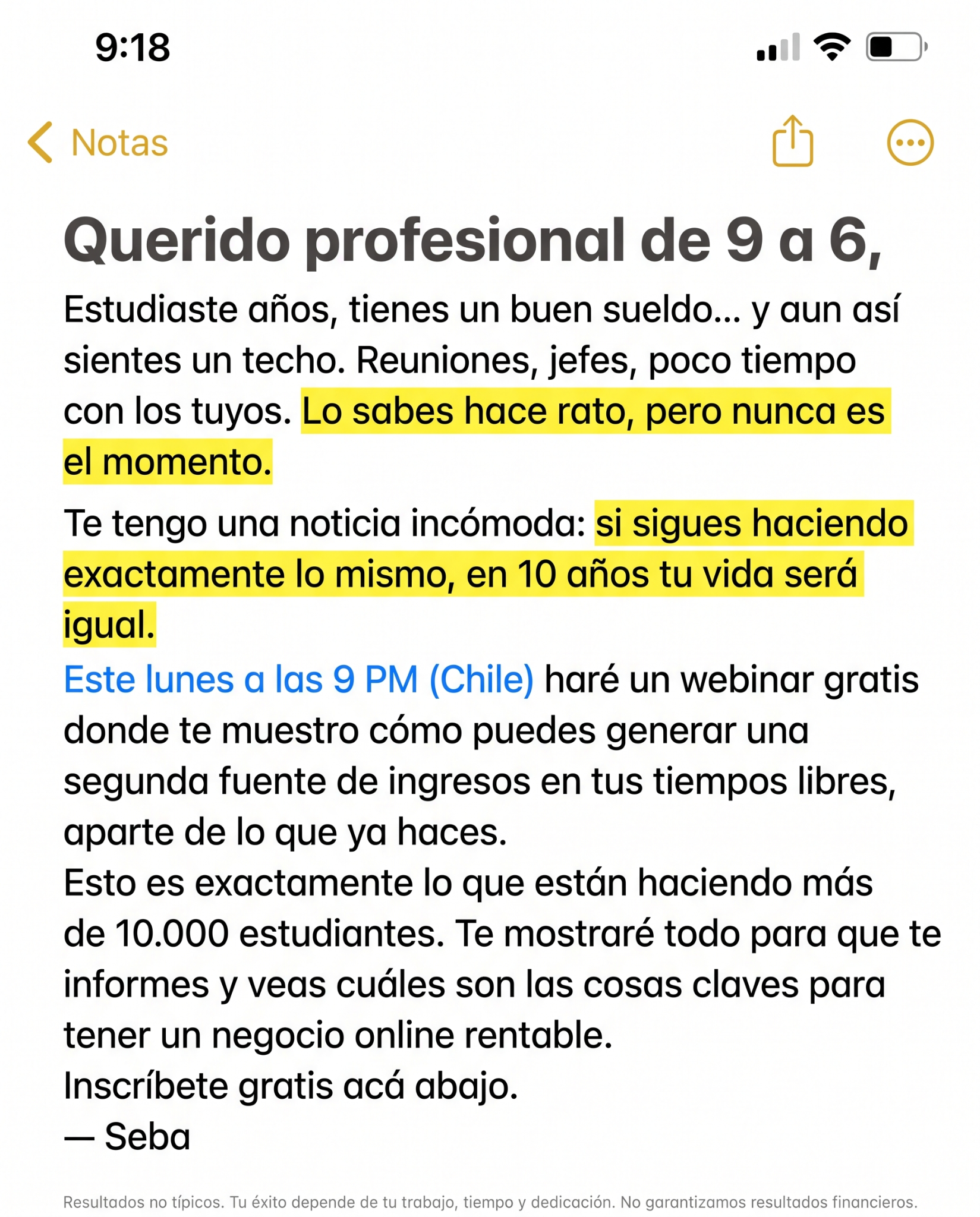 Tus Finanzas Libres Facebook ad: Recupera tiempo, no solo dinero