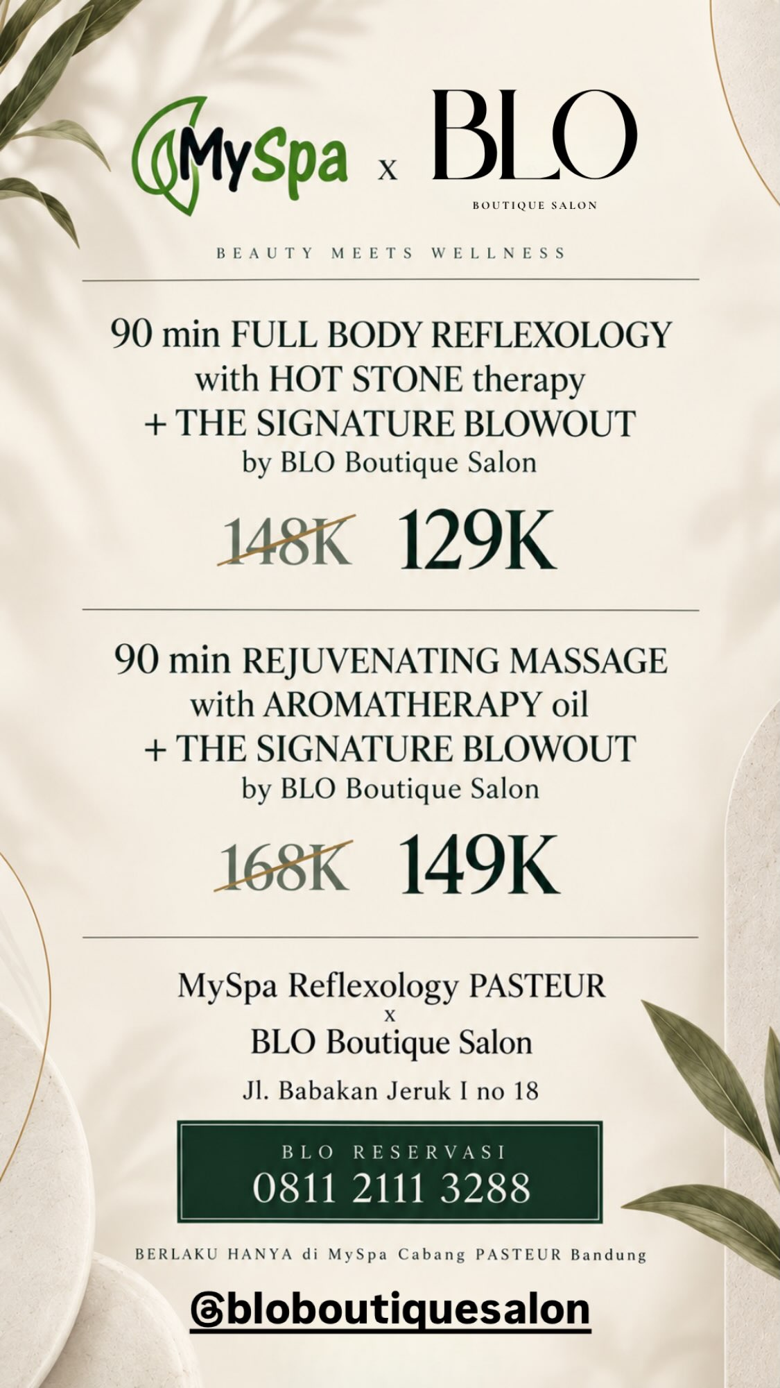 MySpa massage & reflexology Facebook ad: @bloboutiquesalon