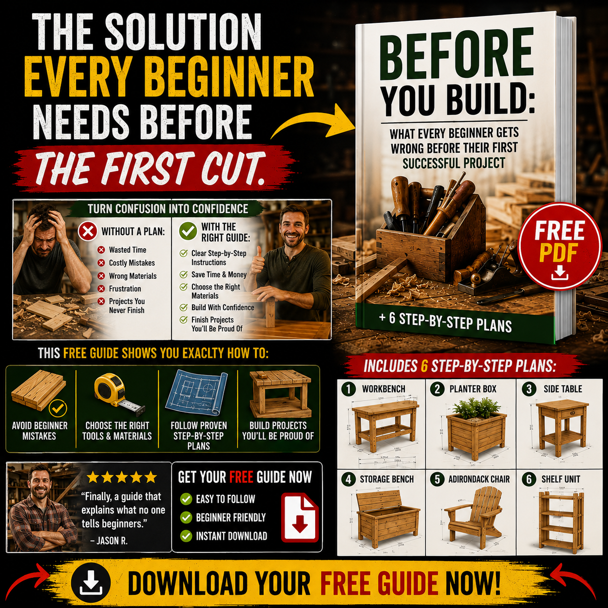 Working Wood Ideas Facebook ad: Download the free PDF and discover what I realized before…