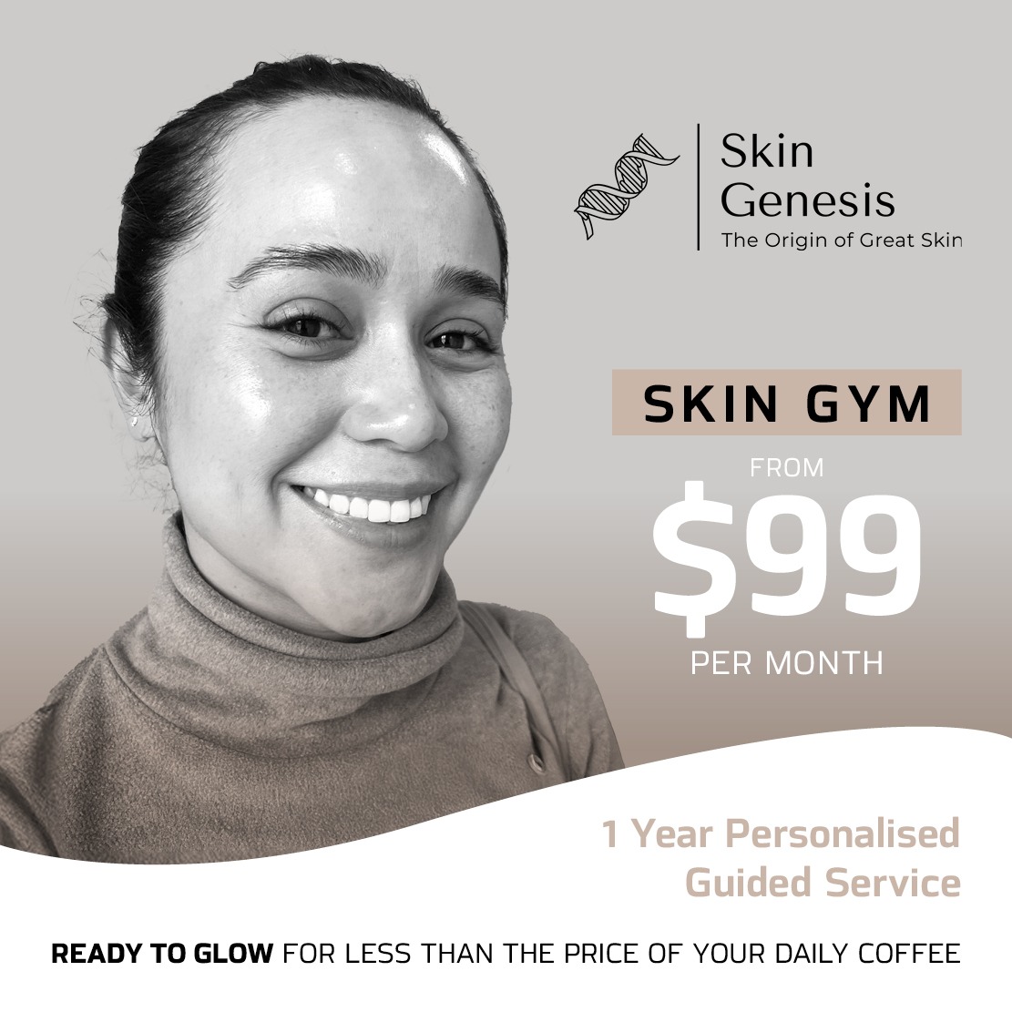 Skin Genesis Facebook ad: Join the Ultimate 12-Month Skin Gym Membership