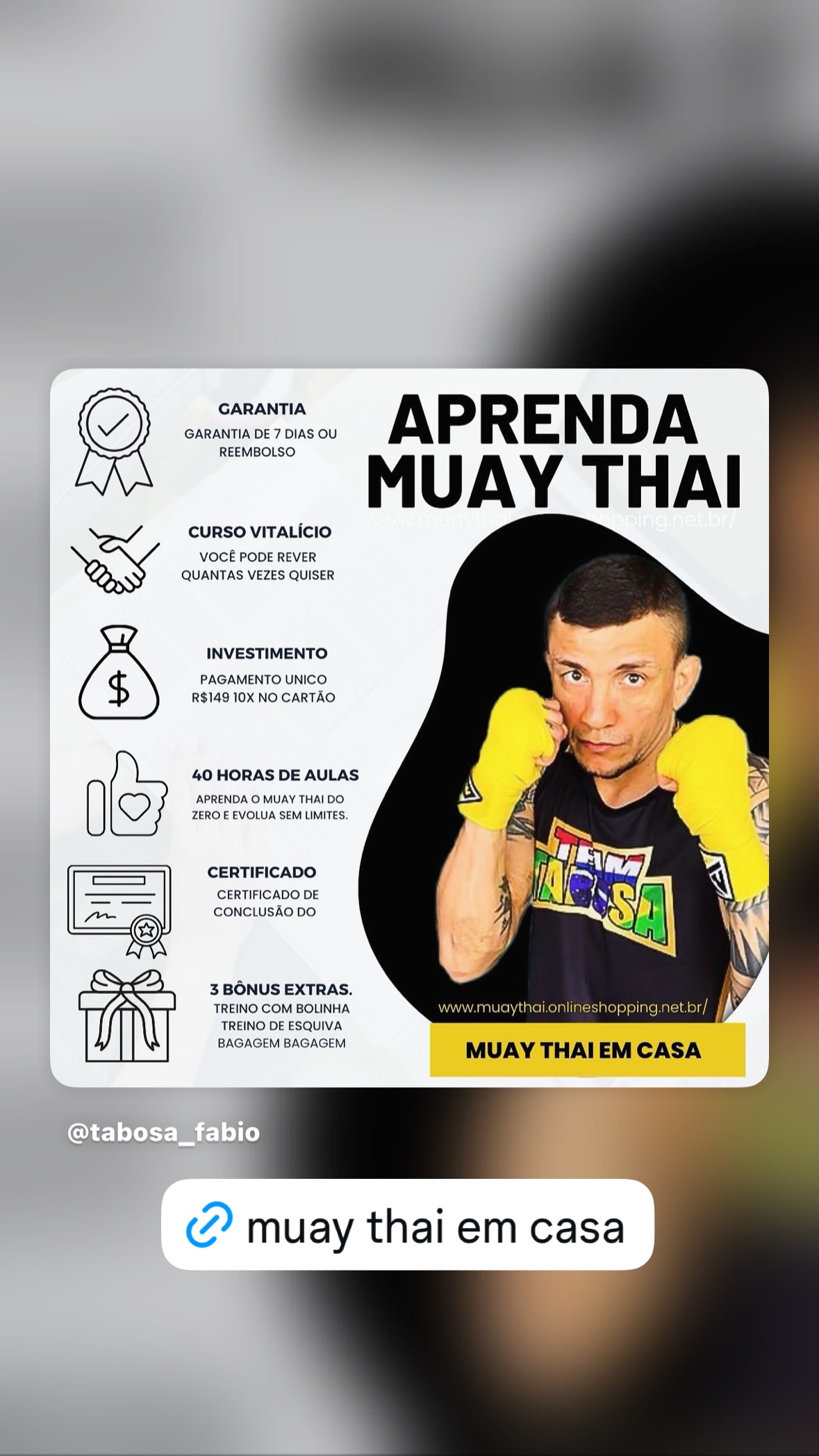 Coach: Fabio Tabosa muay thai e kickboxing Facebook ad: Certificação e Combinações de socos e chutes com timing…