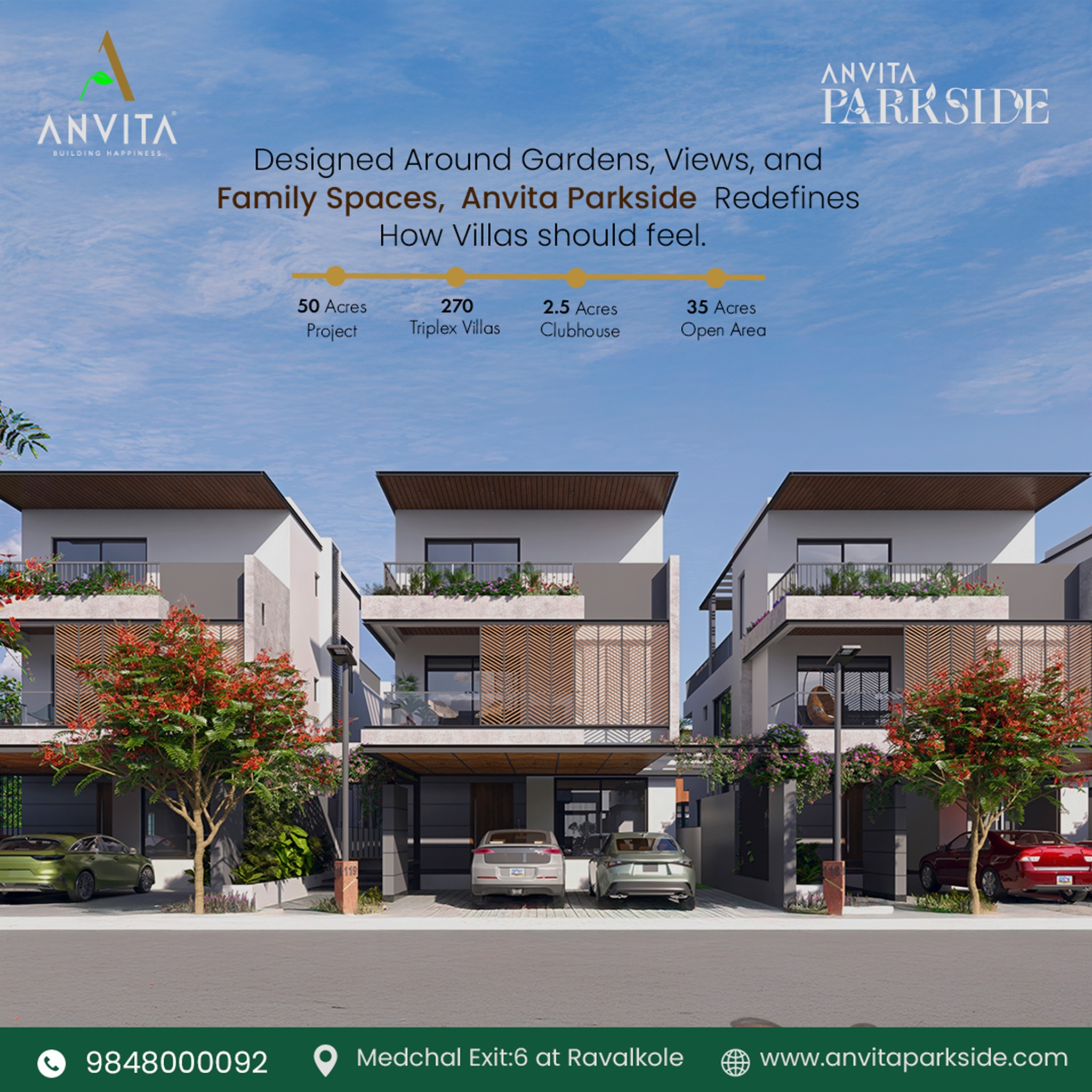 Anvita Parkside Facebook ad: Wake up every day to space, greenery, and…