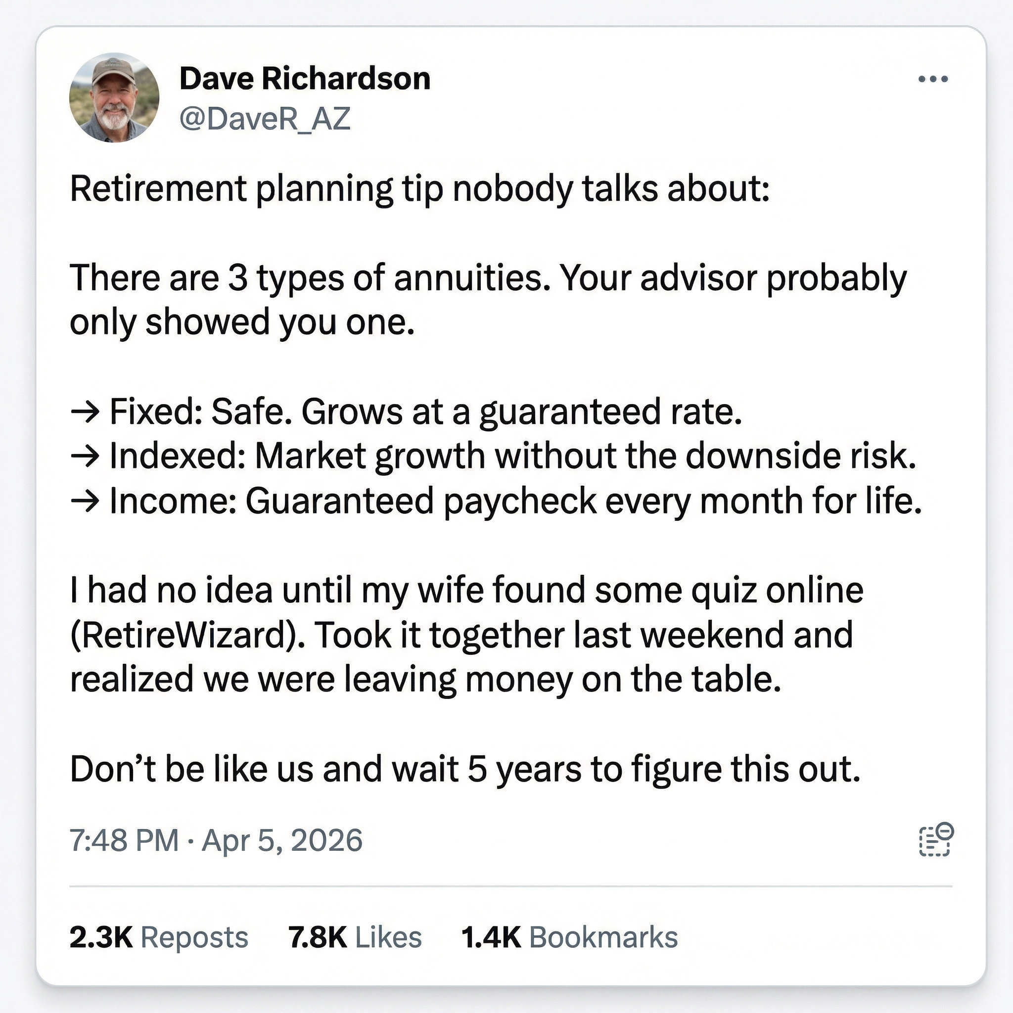 Retire Ready Facebook ad