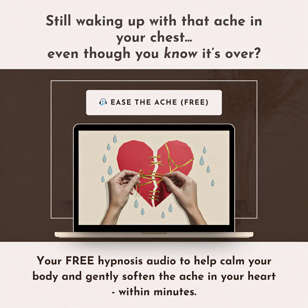 Adrianna Carlesimo Hypnotherapy Facebook ad: Release Heartache Today