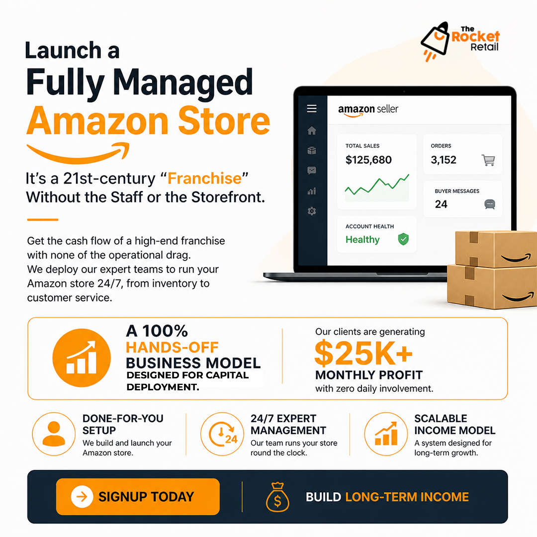 The Rocket Retail Facebook ad: Start Your Amazon Business Today!