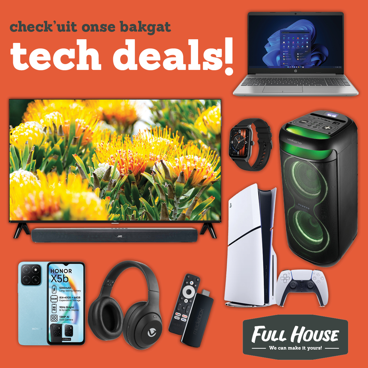 Full House Furniture Facebook ad: BAKGAT TECH DEALS!